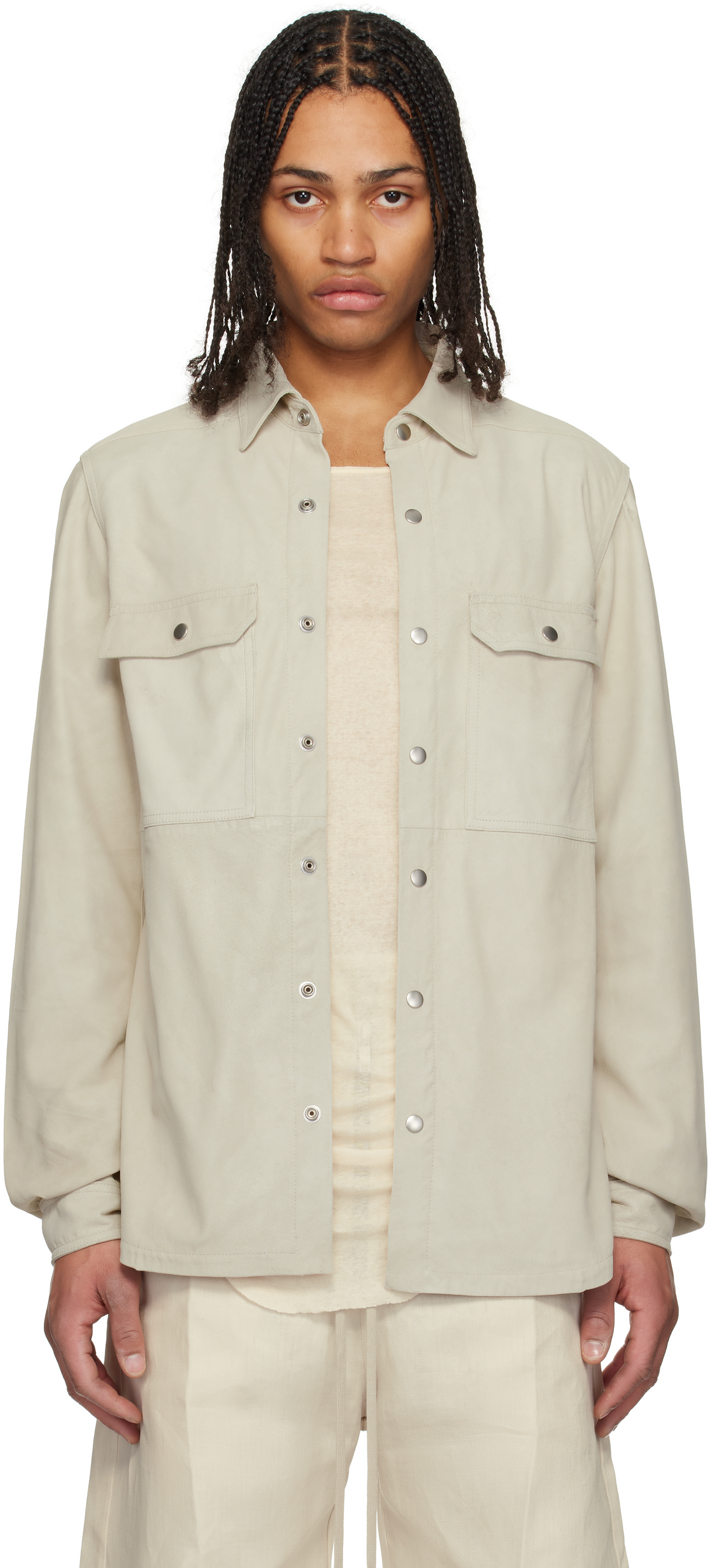 Black Hollywood Megablister Lamb Leather Overshirt
