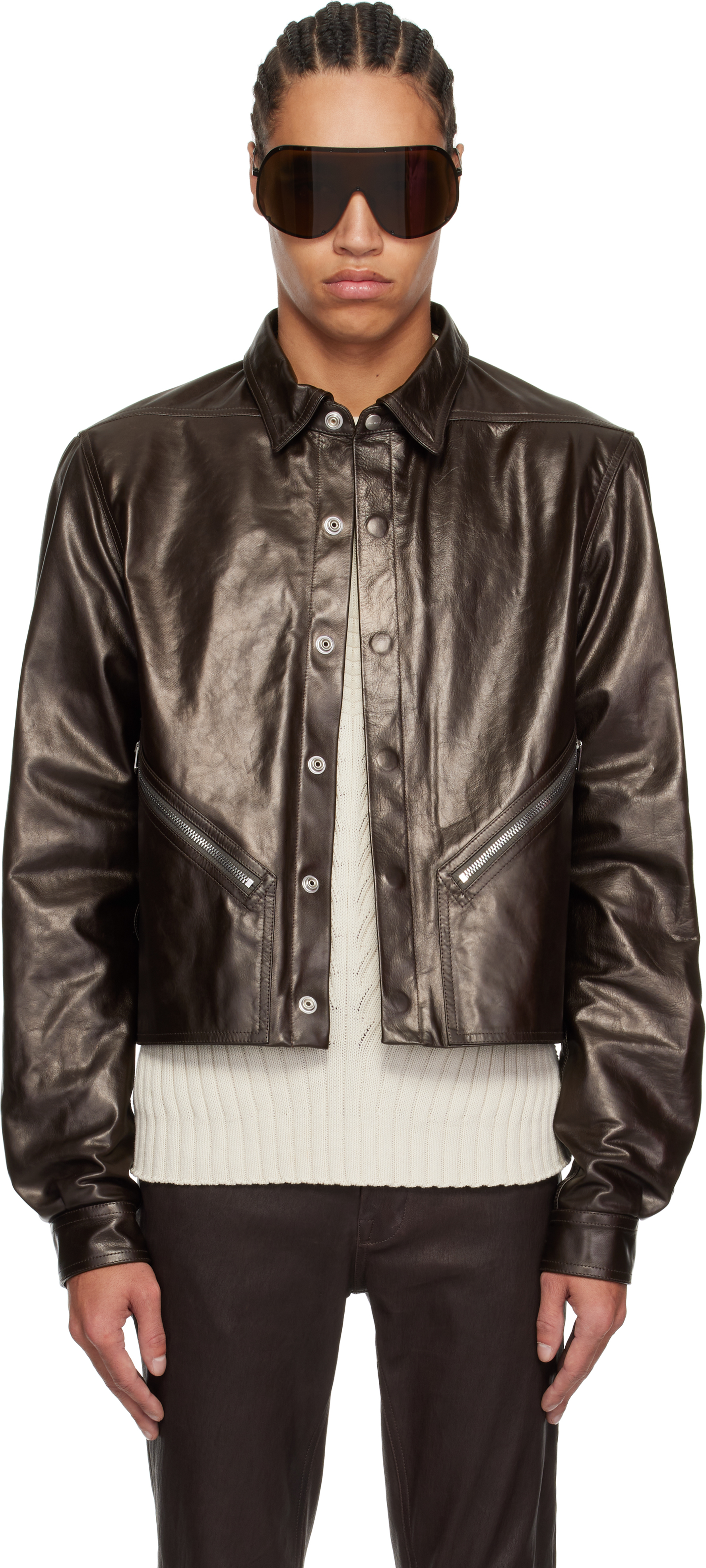 Rick Owens メンズ レザー ジャケット | SSENSE 日本 Rick Owens メンズ レザー ジャケット | SSENSE 日本