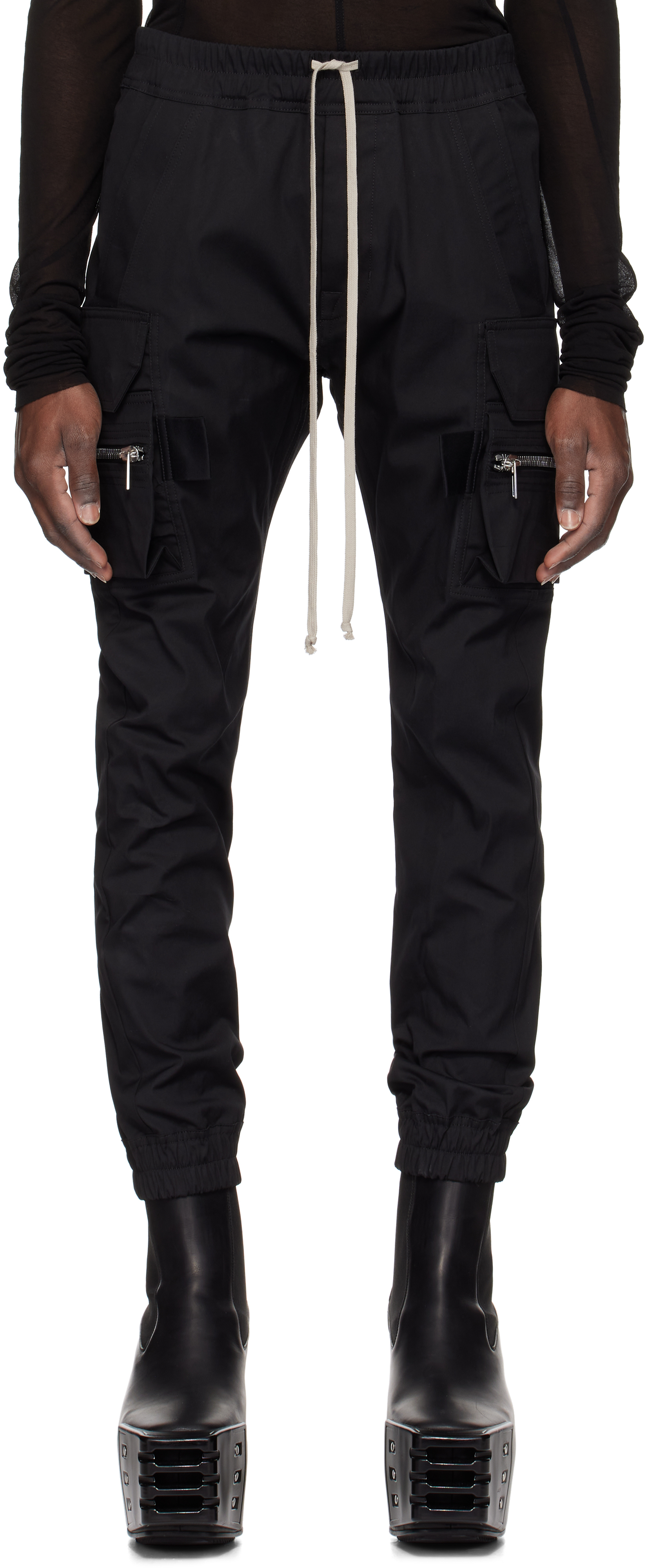 Black Hollywood Mastadon Cargo Pants by Rick Owens on Sale