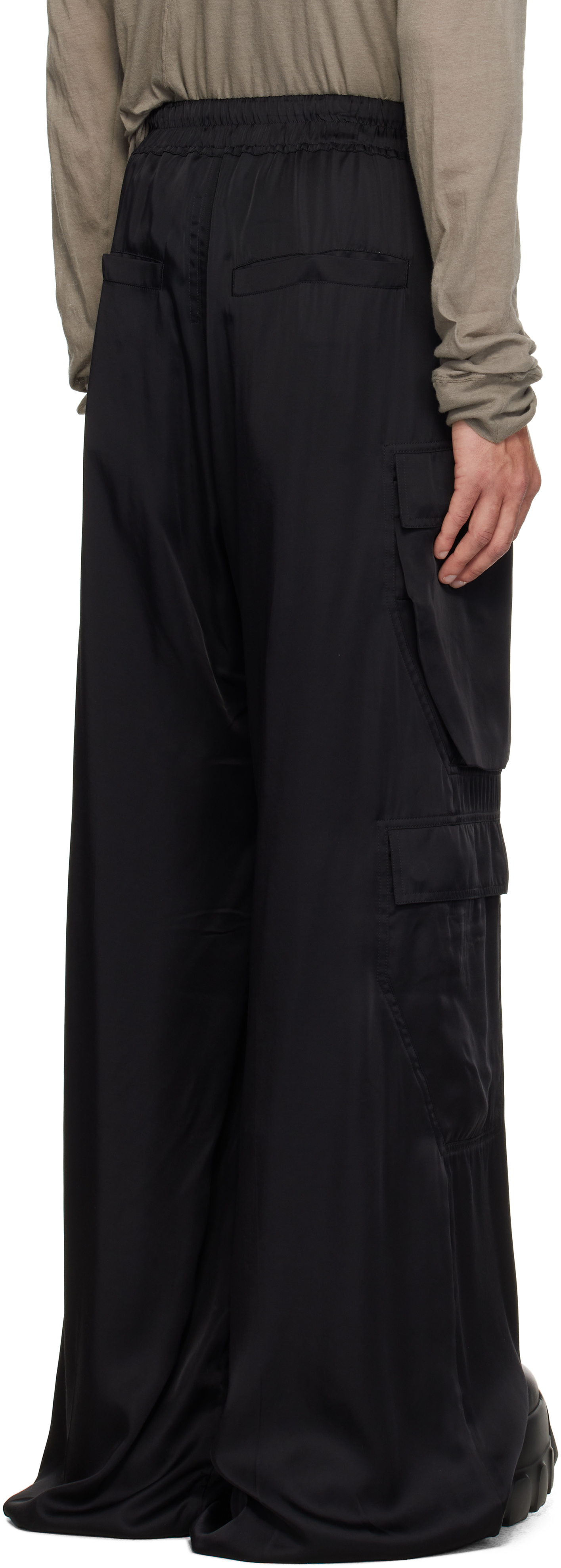Rick Owens Mens Cargobelas Flared Wide-leg Relaxed-fit Woven Trousers Black In 09 Black