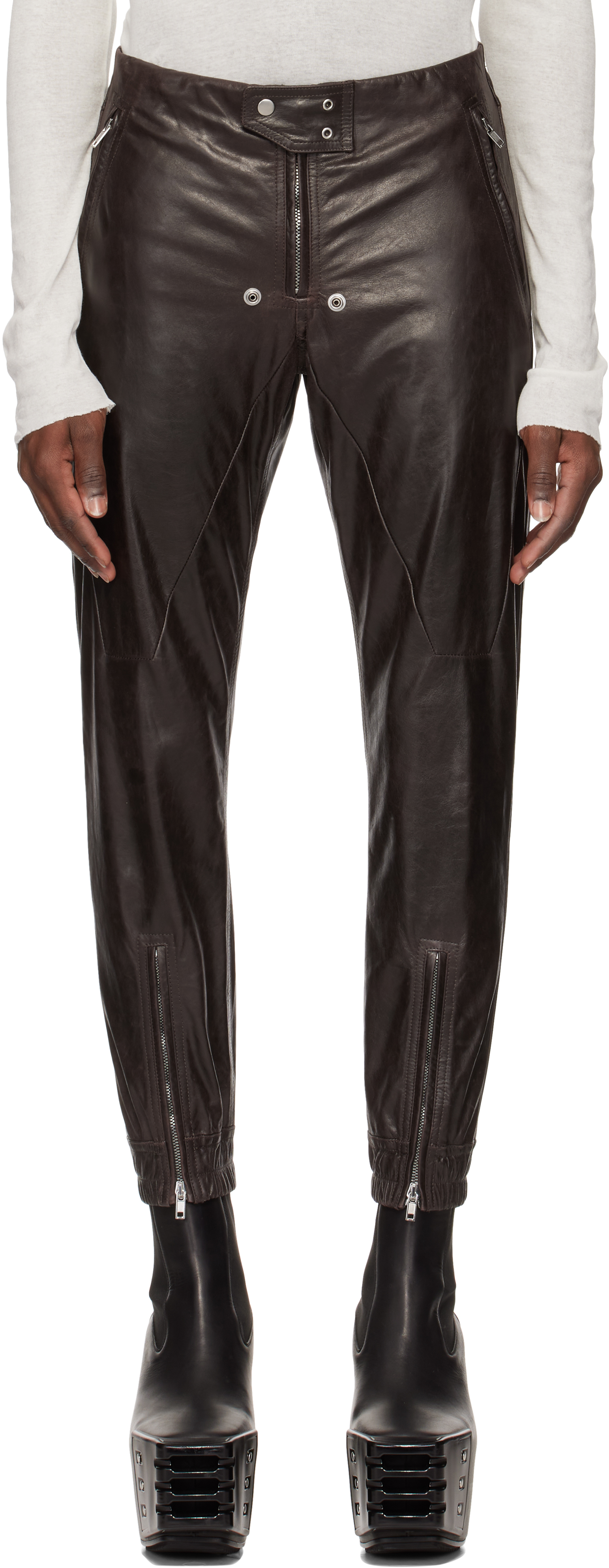 Rick Owens メンズ レザーパンツ | SSENSE 日本