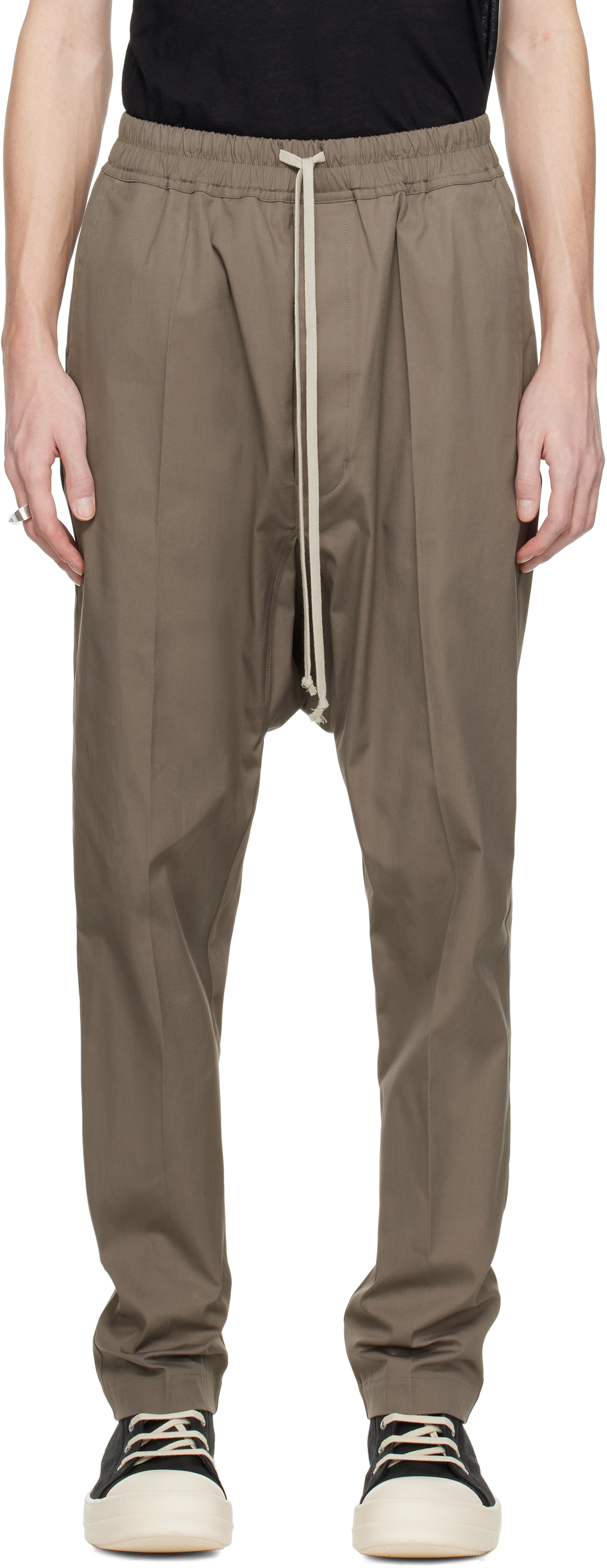 Rick Owens Gray Hollywood Drawstring Long Trousers In 34 Dust