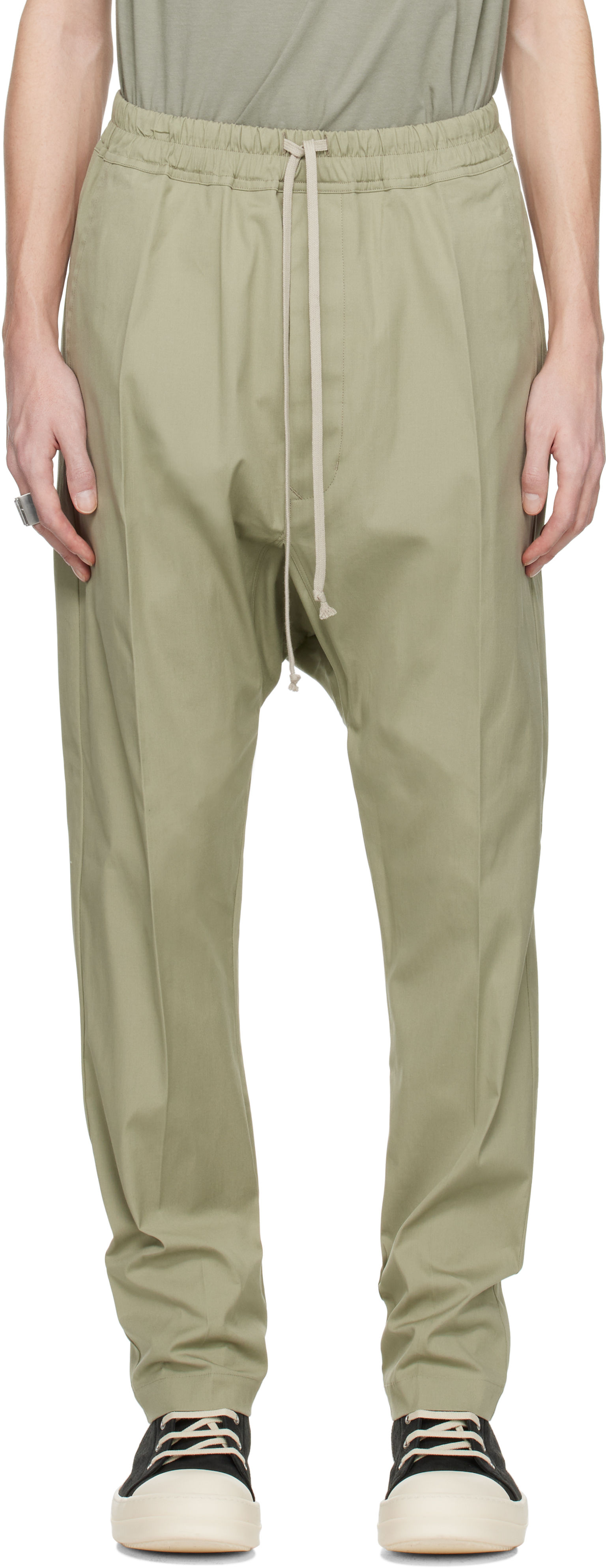 Rick Owens Green Hollywood Drawstring Long Trousers In 15 Celadon