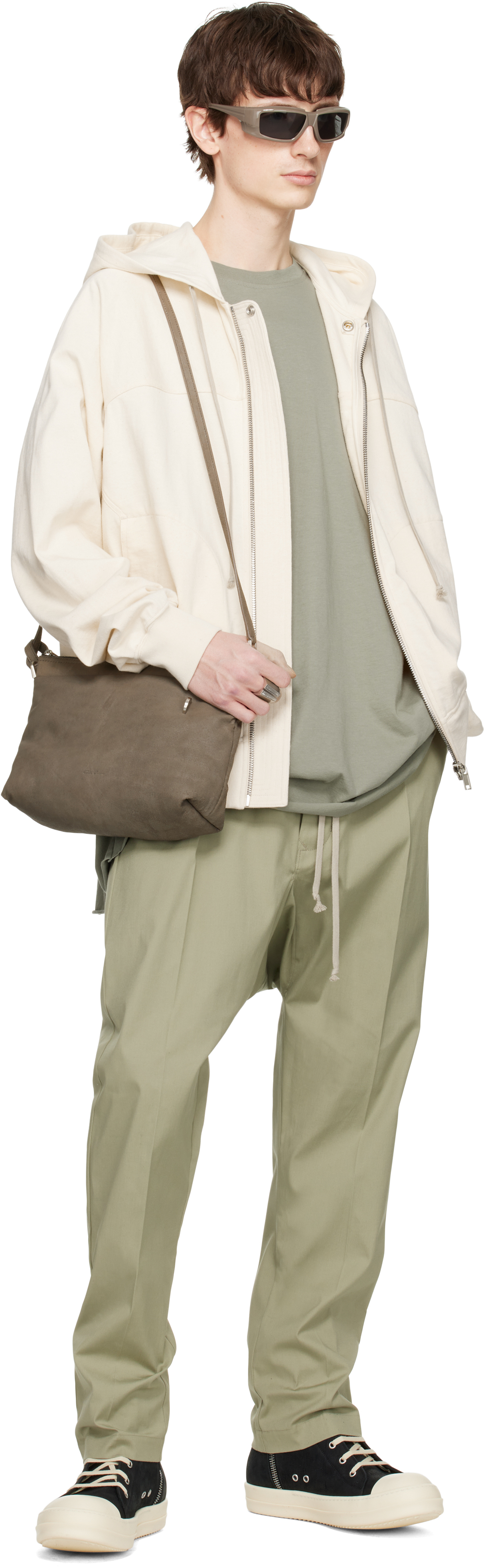 Rick Owens Green Hollywood Drawstring Long Trousers In 15 Celadon