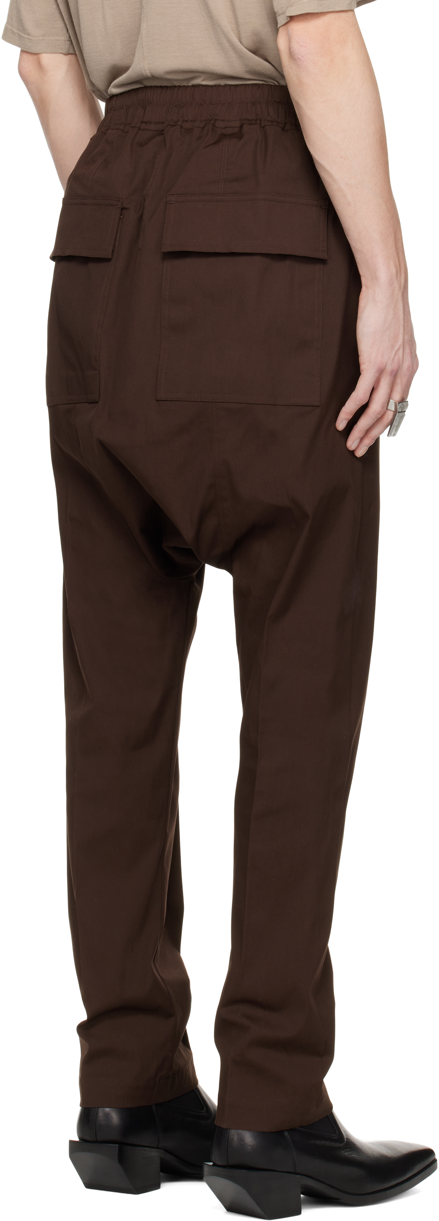 Rick Owens Brown Hollywood Drawstring Cropped Trousers In 14 Mahogany