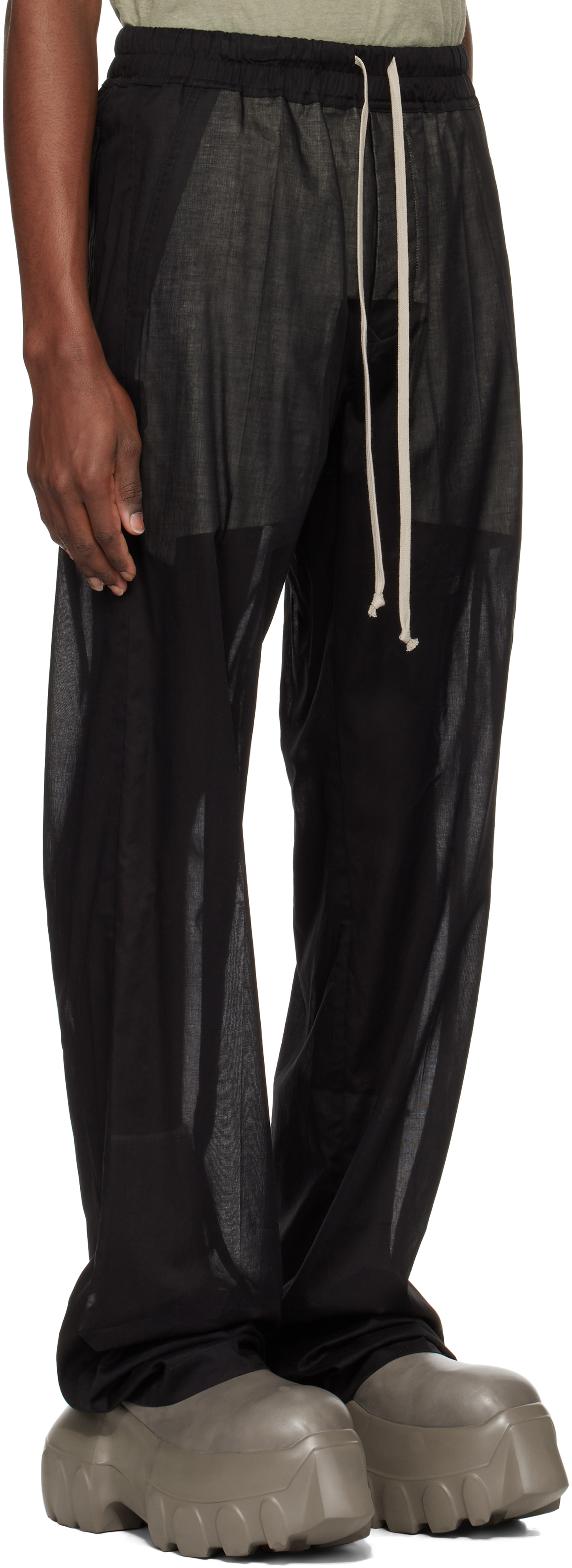 Rick Owens Black Hollywood Dietrich Drawstring Trousers In 09 Black