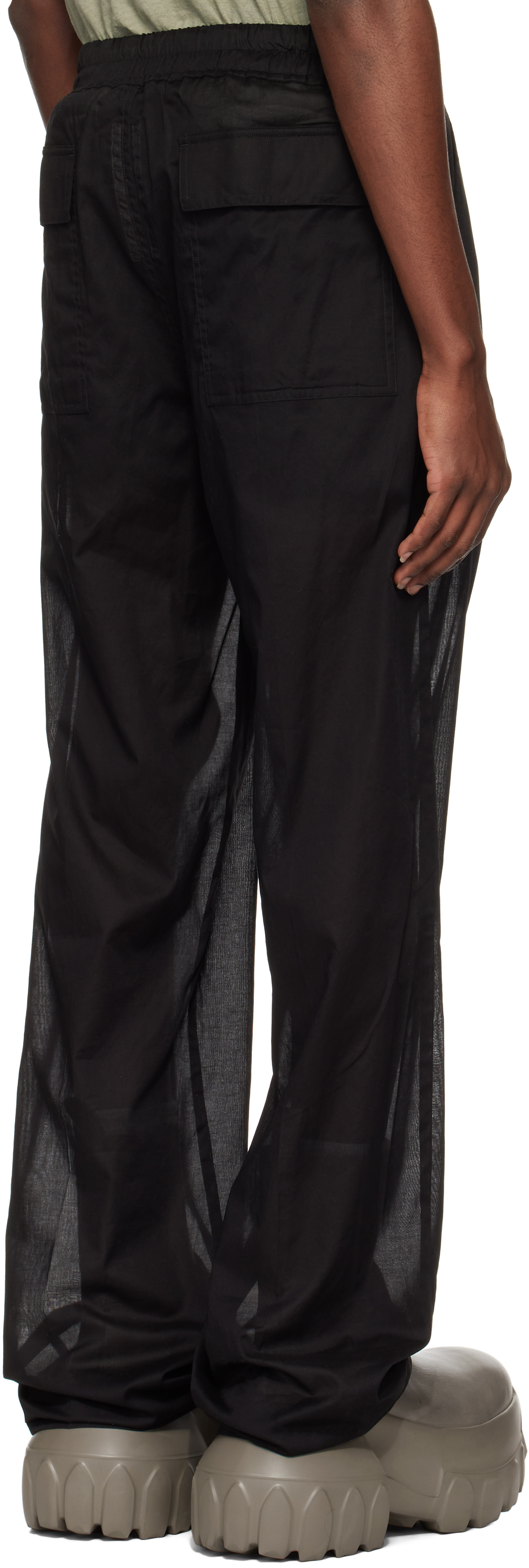 Rick Owens Black Hollywood Dietrich Drawstring Trousers In 09 Black