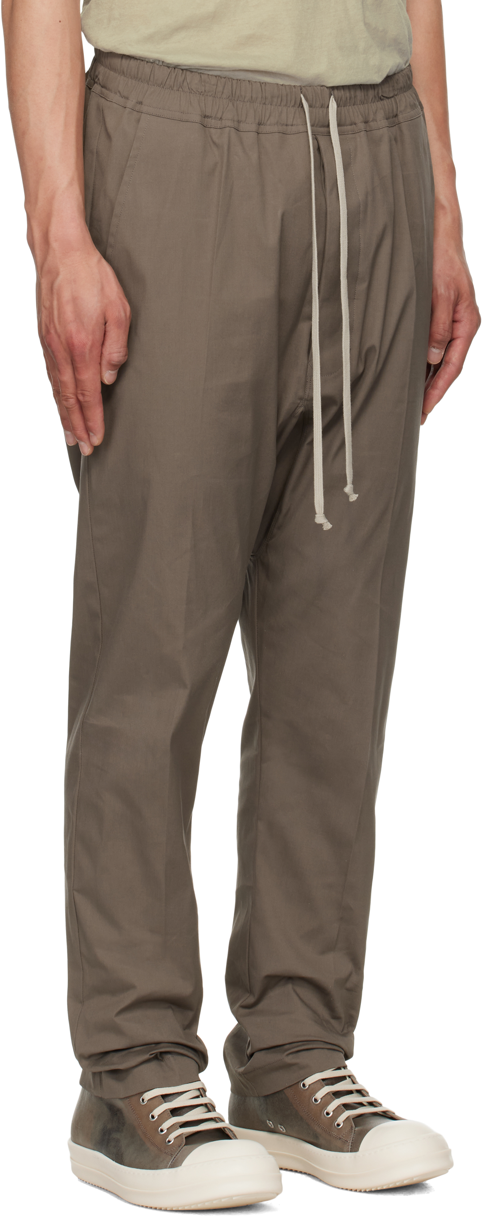 Rick Owens Gray Hollywood Drawstring Long Trousers In 34 Dust