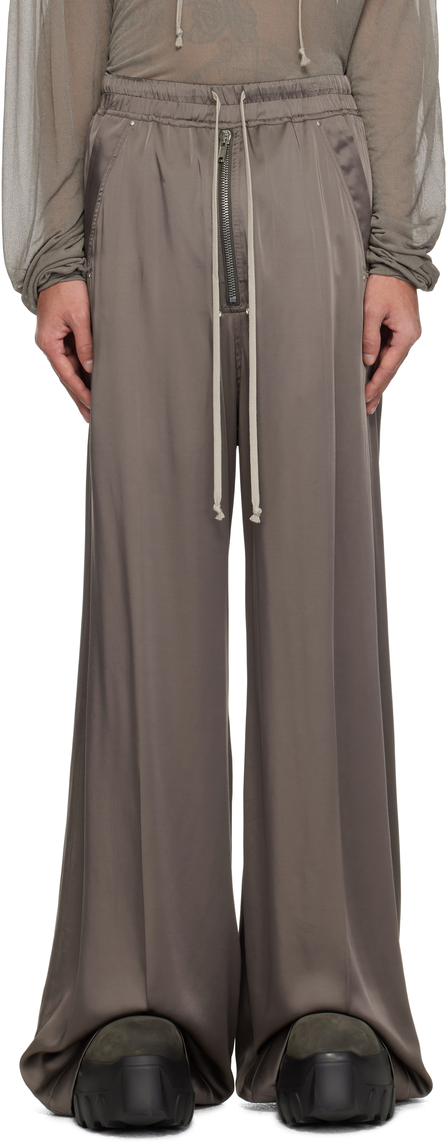 【RICK OWENS】グレー Hollywood Astaires ラウンジパンツ Rick Owensのグレー Hollywood Astaires ドローストリング