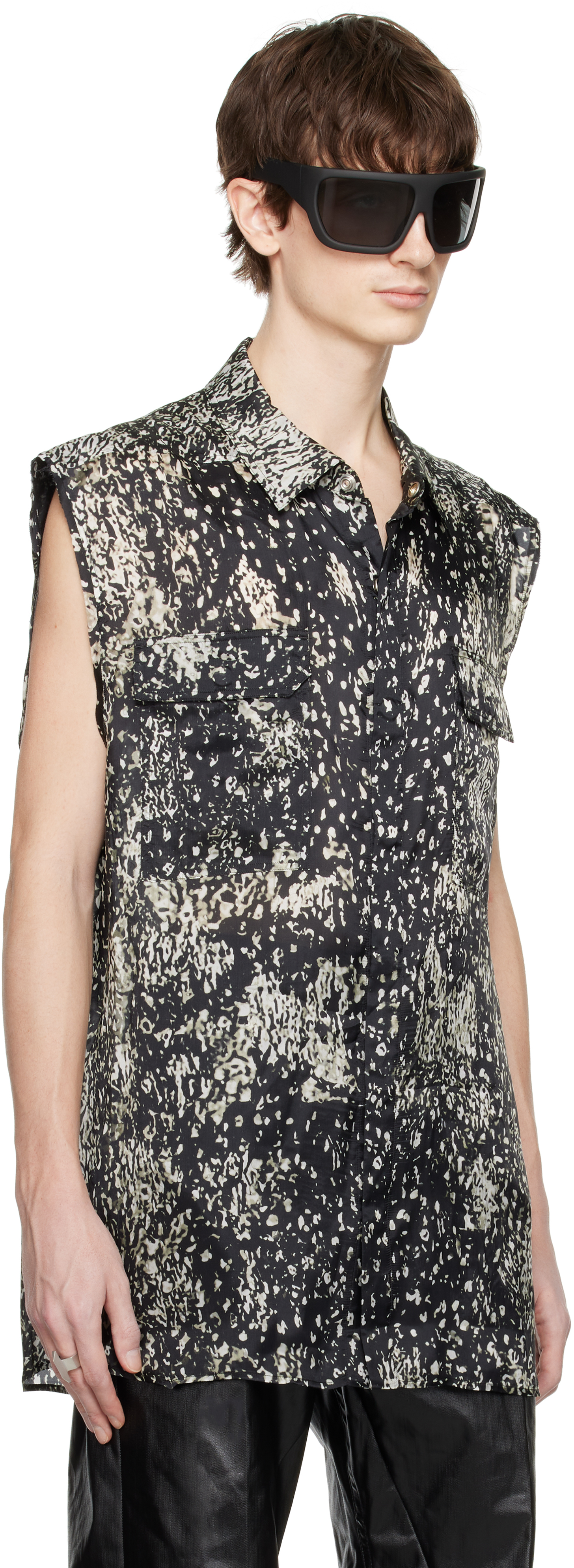 Rick Owens Black Hollywood Jumbo Sl Overshirt In 0908 Black/pearl