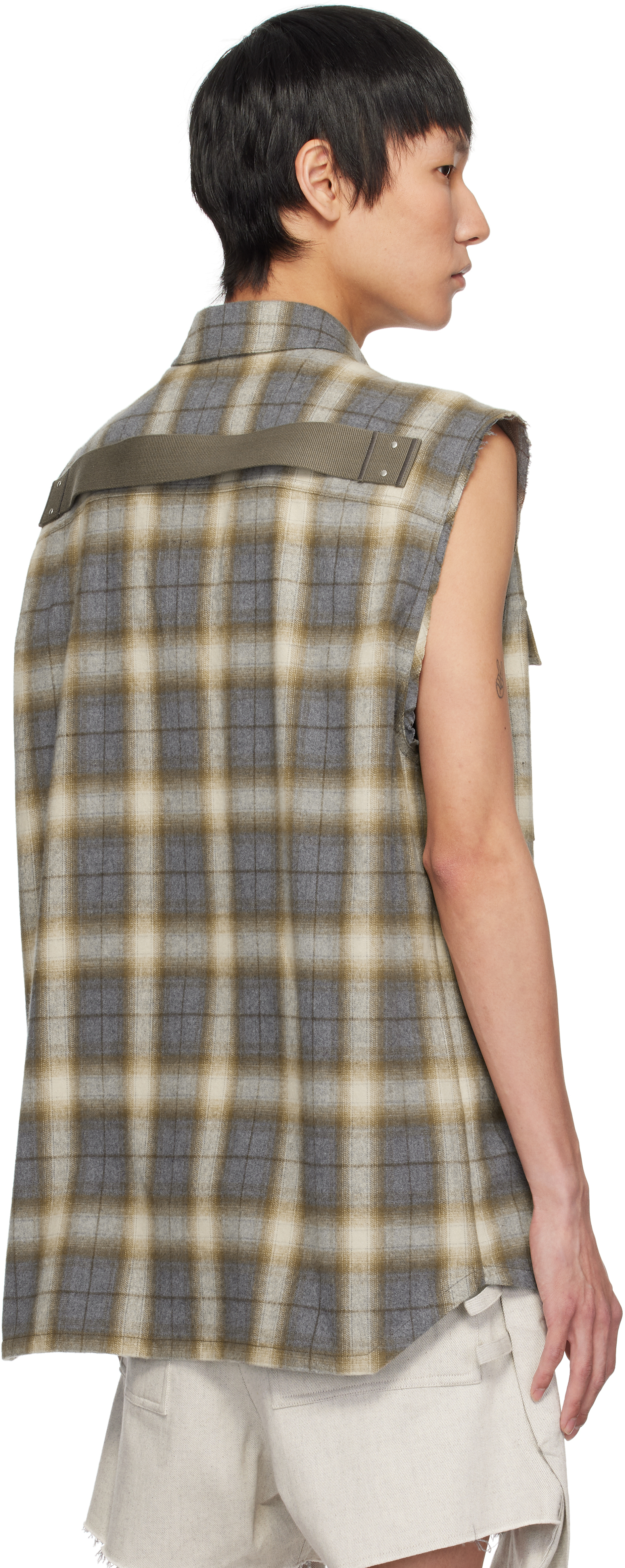 Rick Owens Gray Hollywood Jumbo Sl Outer Shirt In 158p Grey Plaid