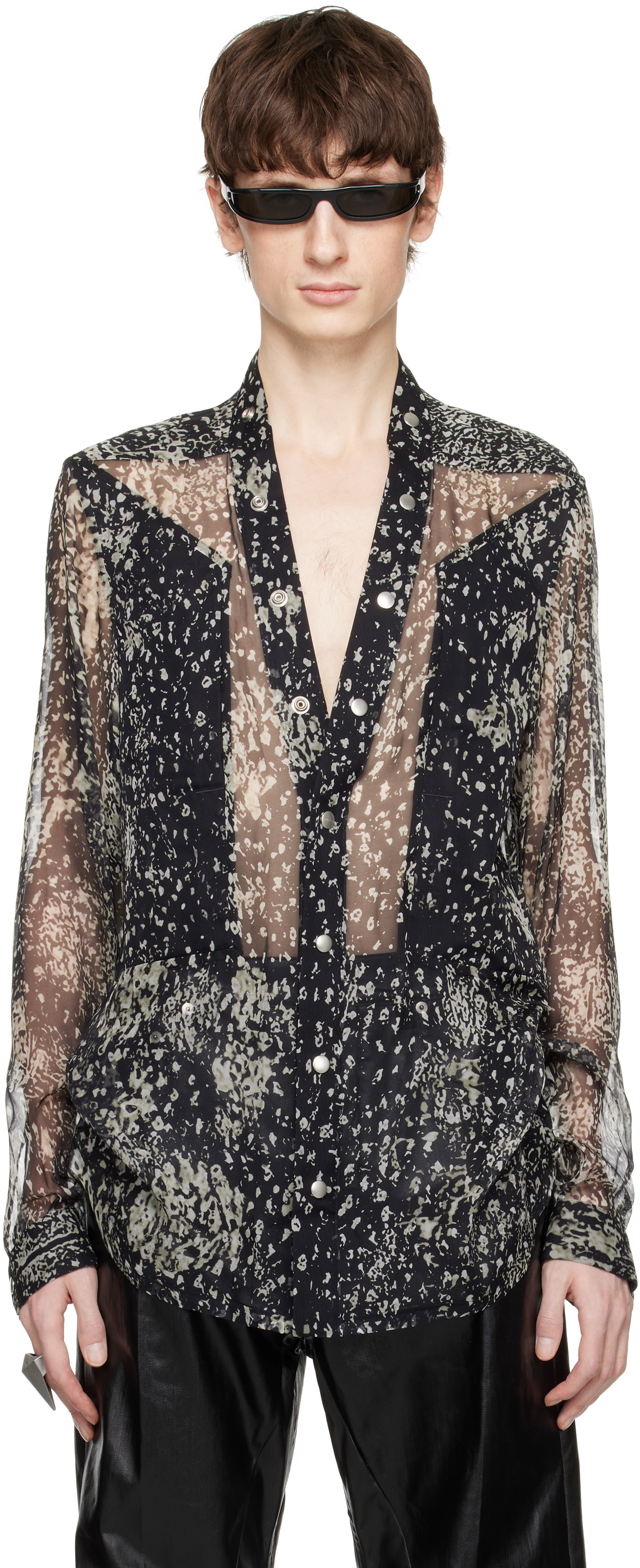 Black Hollywood Larry Fogpocket Shirt by Rick Owens on Sale