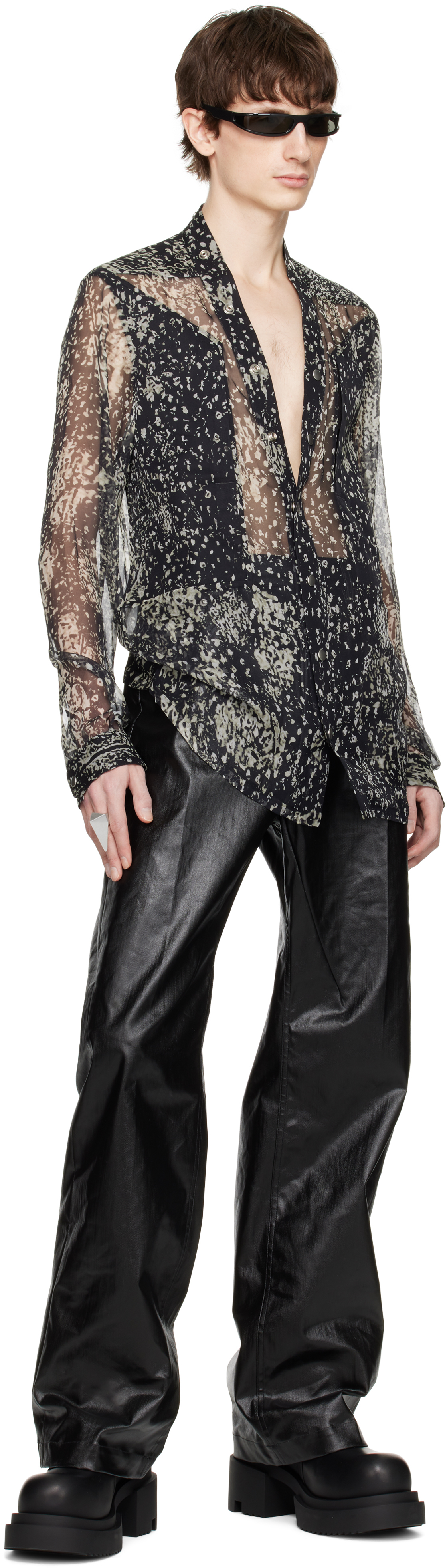 Rick Owens Black Hollywood Larry Fogpocket Shirt In 0908 Black/pearl