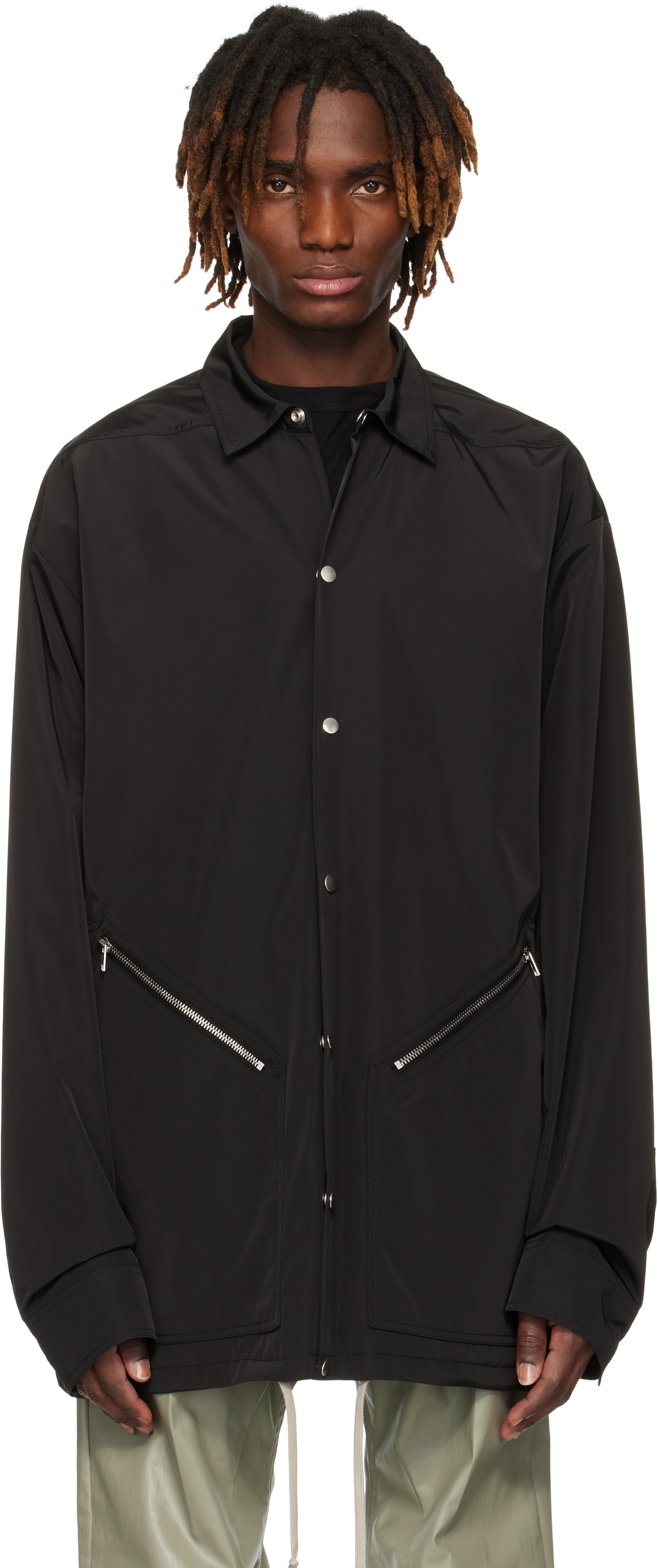 Rick Owens Collar Point Sleeves Long Drawstring Zip In 09 Black