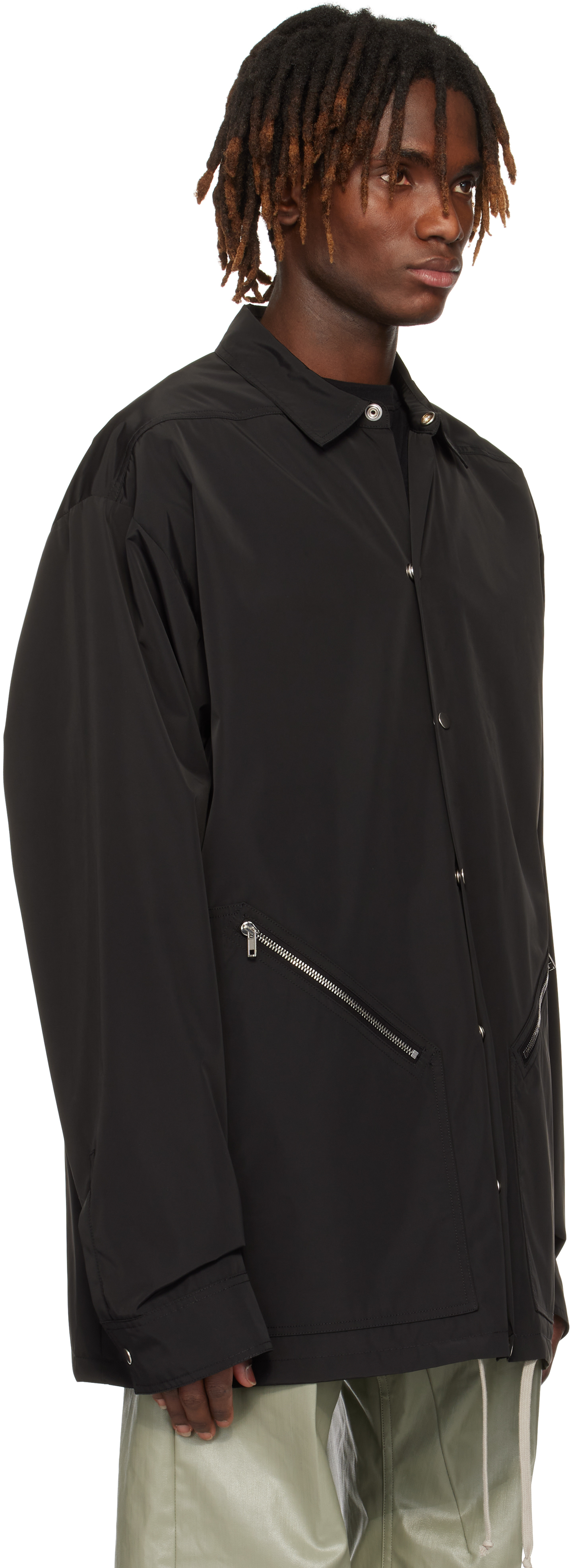 Rick Owens Collar Point Sleeves Long Drawstring Zip In 09 Black
