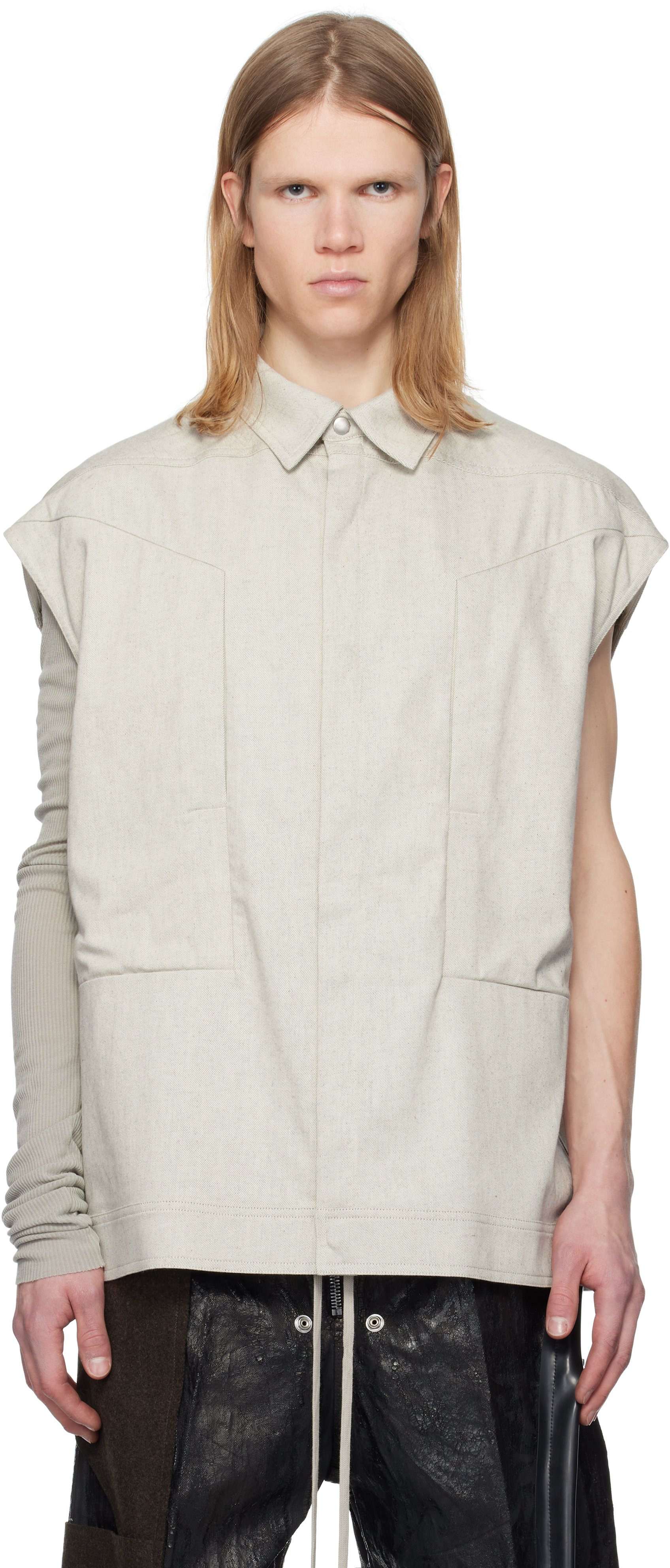 Off-White Hollywood Sleeveless Jumbo Denim Shirt by Rick
