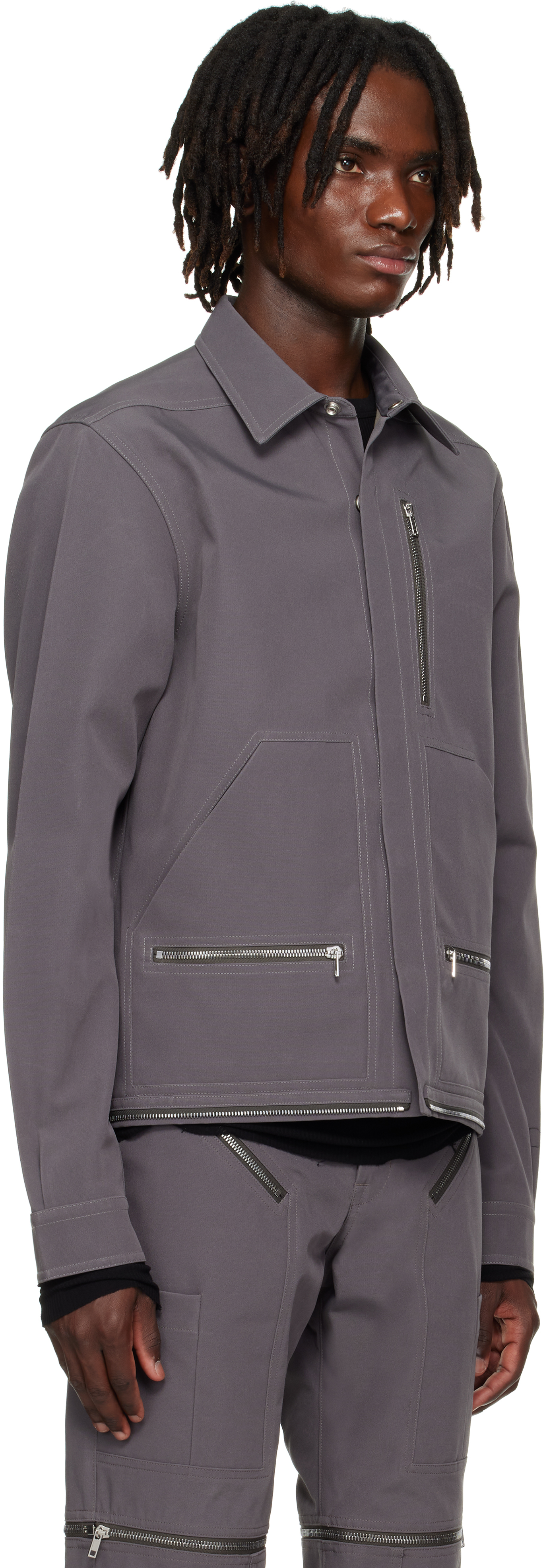 Rick Owens Gray Hollywood Headon Overshirt In Gray