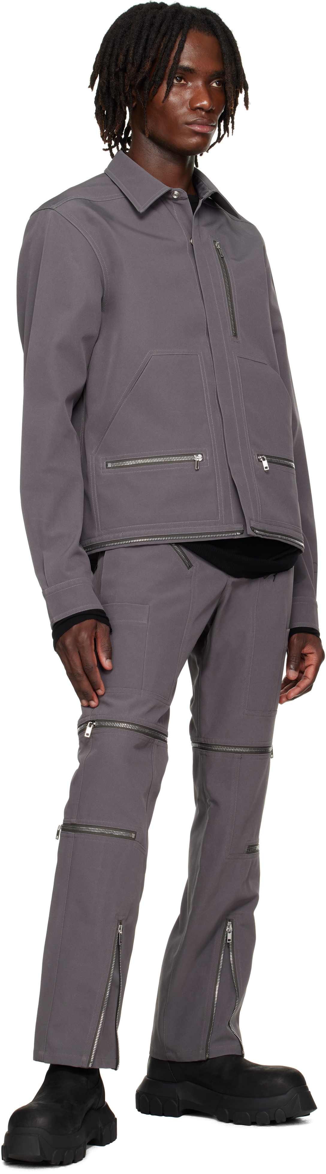 Rick Owens Gray Hollywood Headon Overshirt In Gray