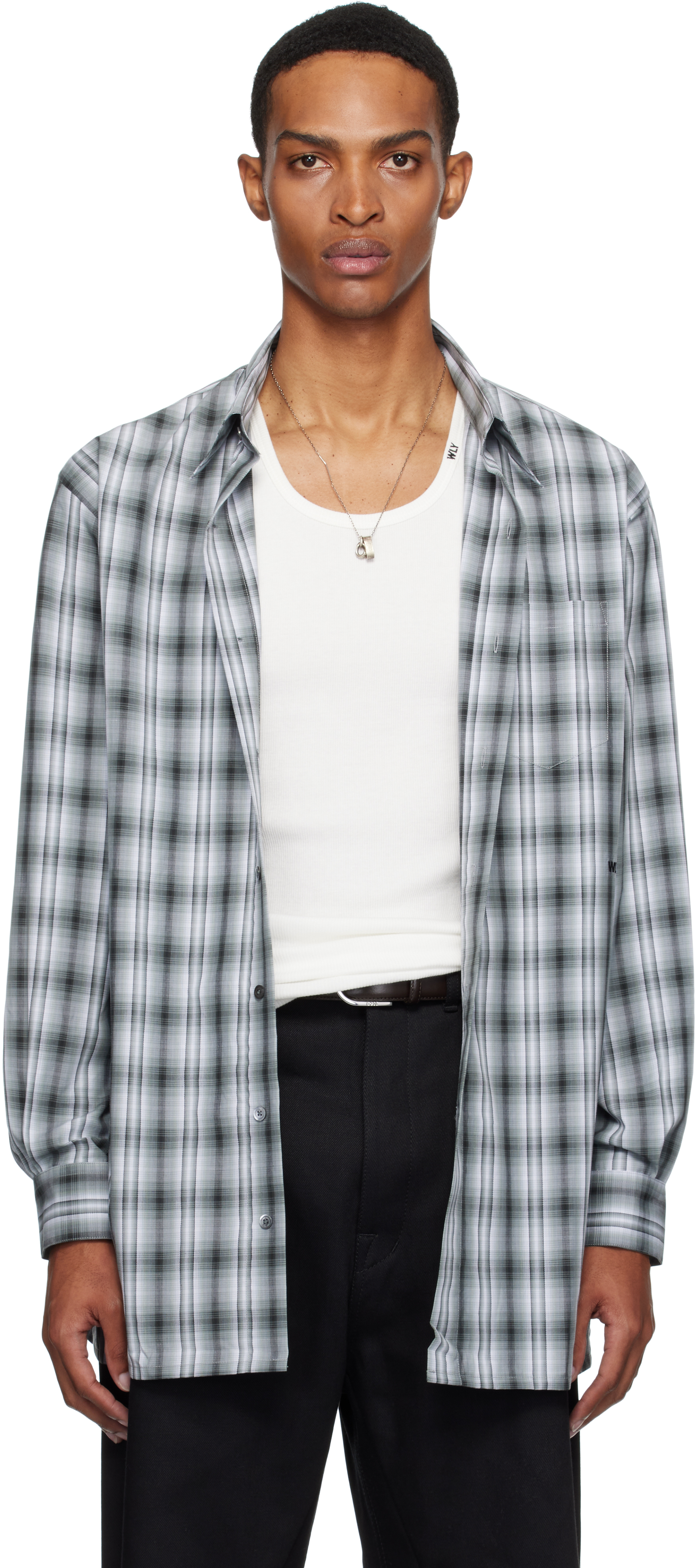 Gray Point Collar Dress Shirt