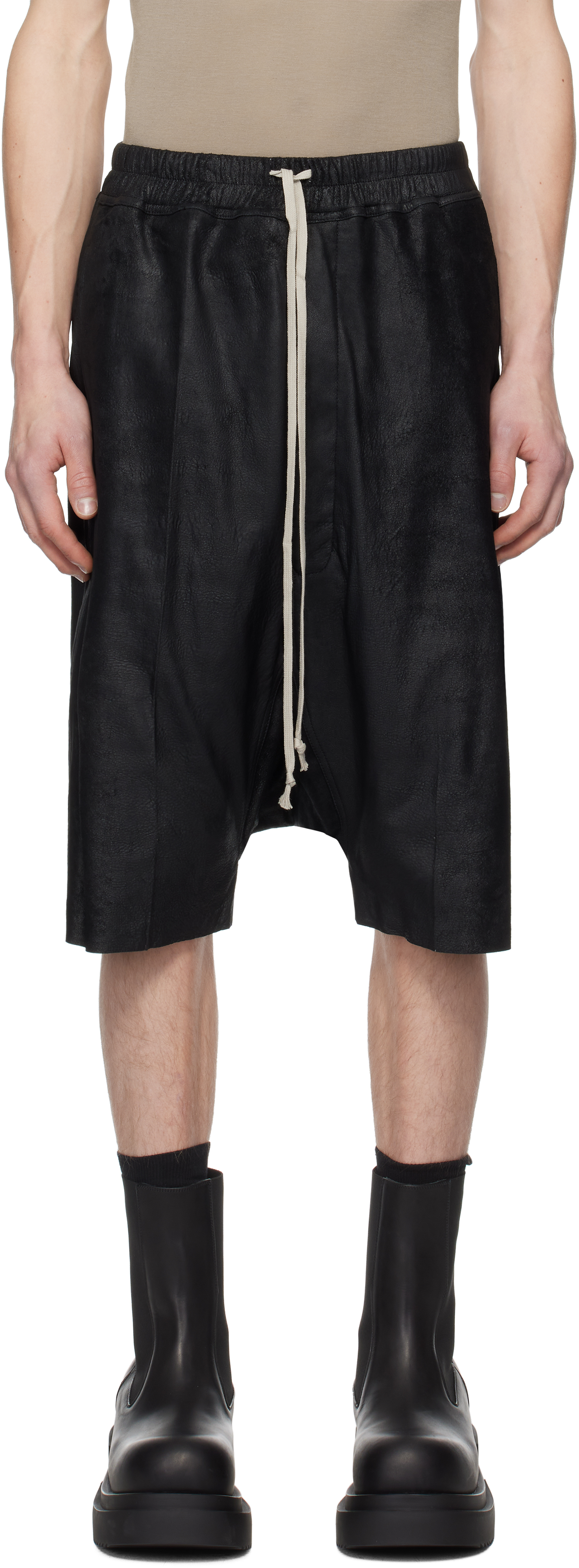 Black Hollywood Rick's Pods Leather Shorts