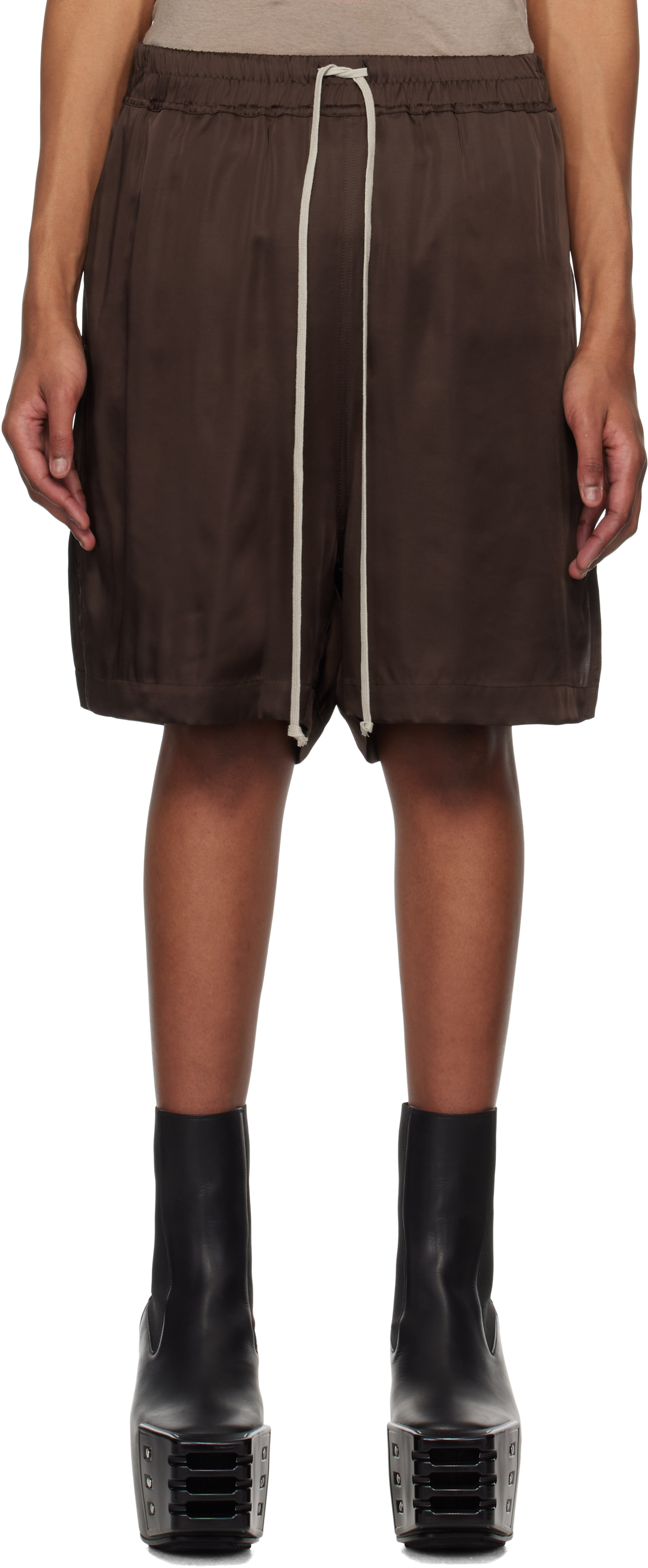 【RICK OWENS】ブラウン Hollywood ボクサー ショートパンツ Rick Owensのブラウン Hollywood ボクサー ショートパンツがセール中