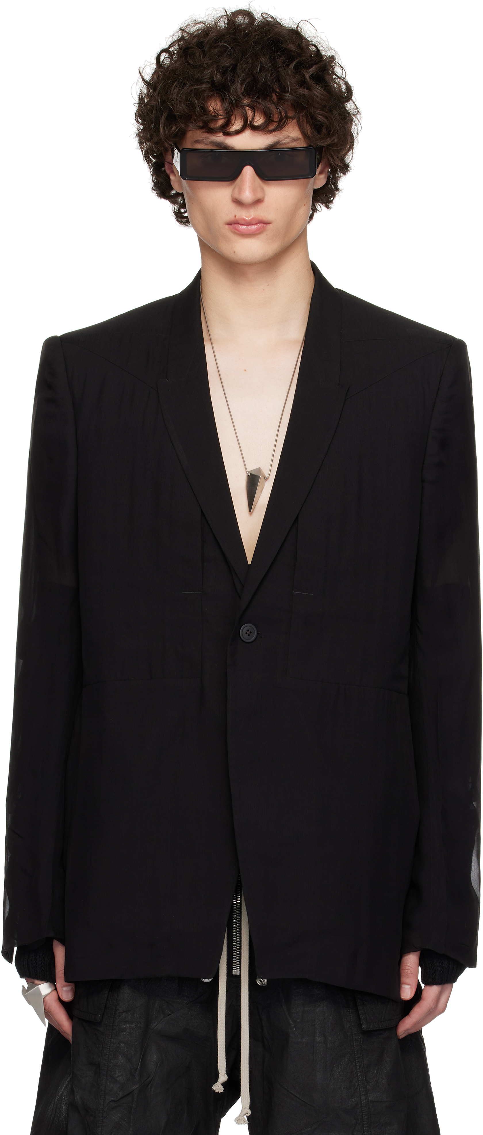 Rick Owens Black Hollywood Fogpocket Soft Soft Blazer