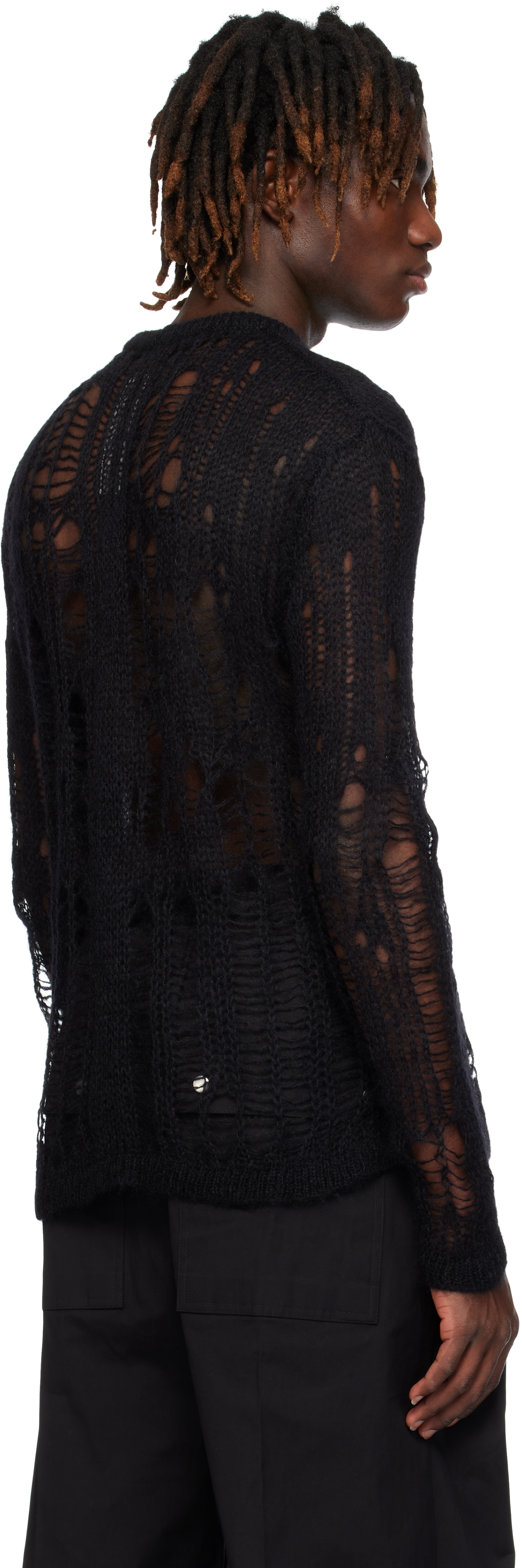 Rick Owens Black Hollywood Biker Round Neck Sweater In 09 Black