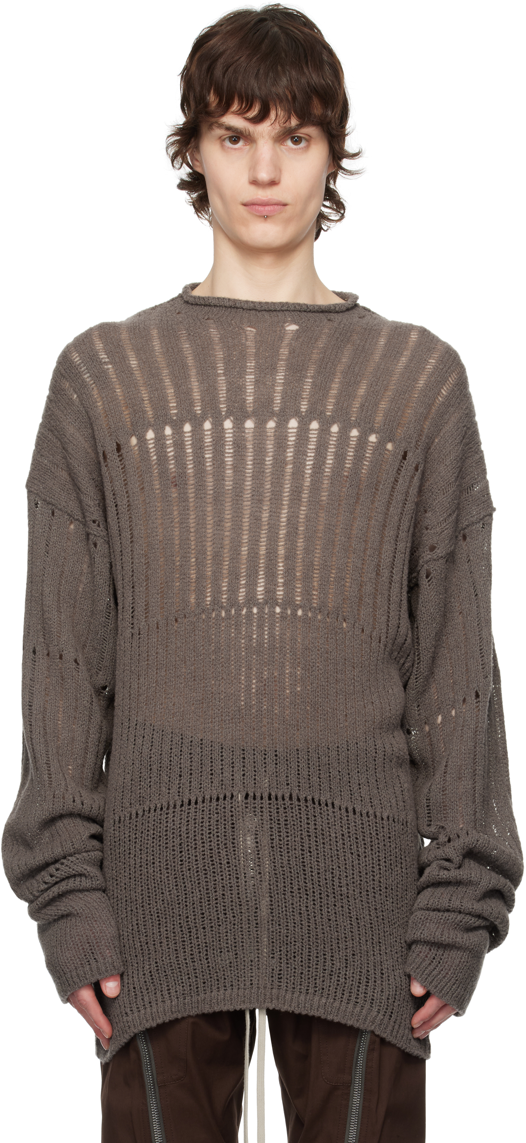 Rick Owens: Gray Hollywood Oversized Pull Sweater | SSENSE