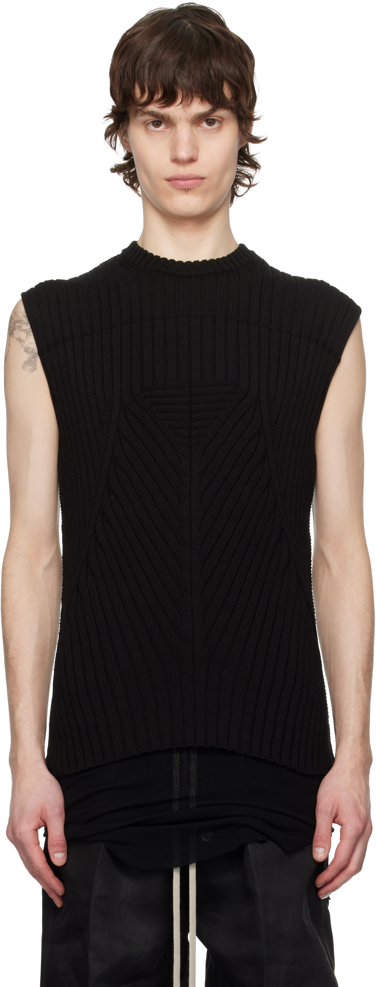 ボトムスその他 Rick Owens Cropped Wool Blend Cotton Vest Black Hollywood Cropped Jumbo Bauhaus Stooges Vest by Rick
