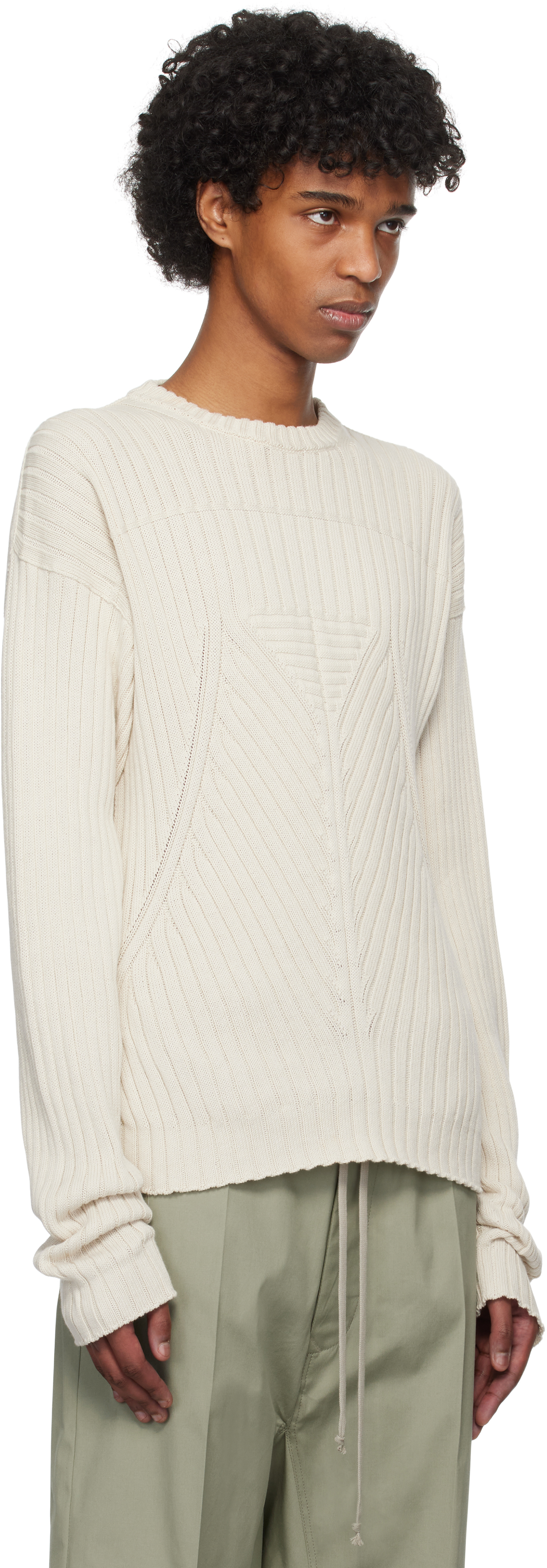 Rick Owens Off-white Hollywood Round Neck Sweater In 41 Dinge
