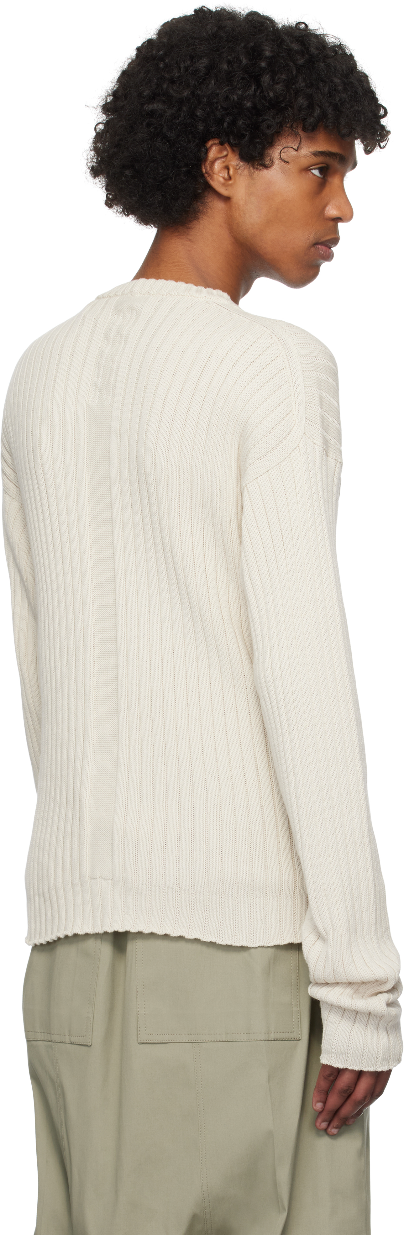 Rick Owens Off-white Hollywood Round Neck Sweater In 41 Dinge