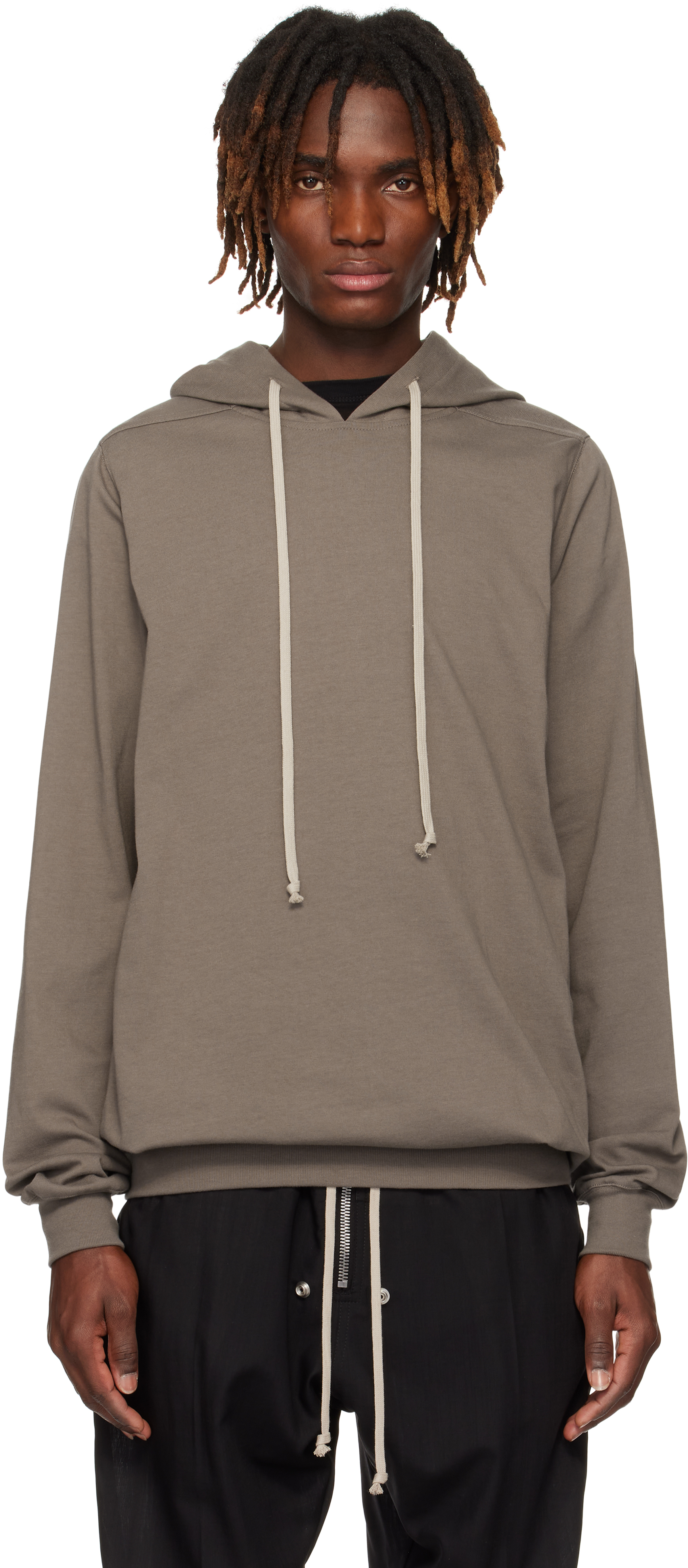 Rick Owens Gray Hollywood Heavy Jersey Hoodie In 34 Dust