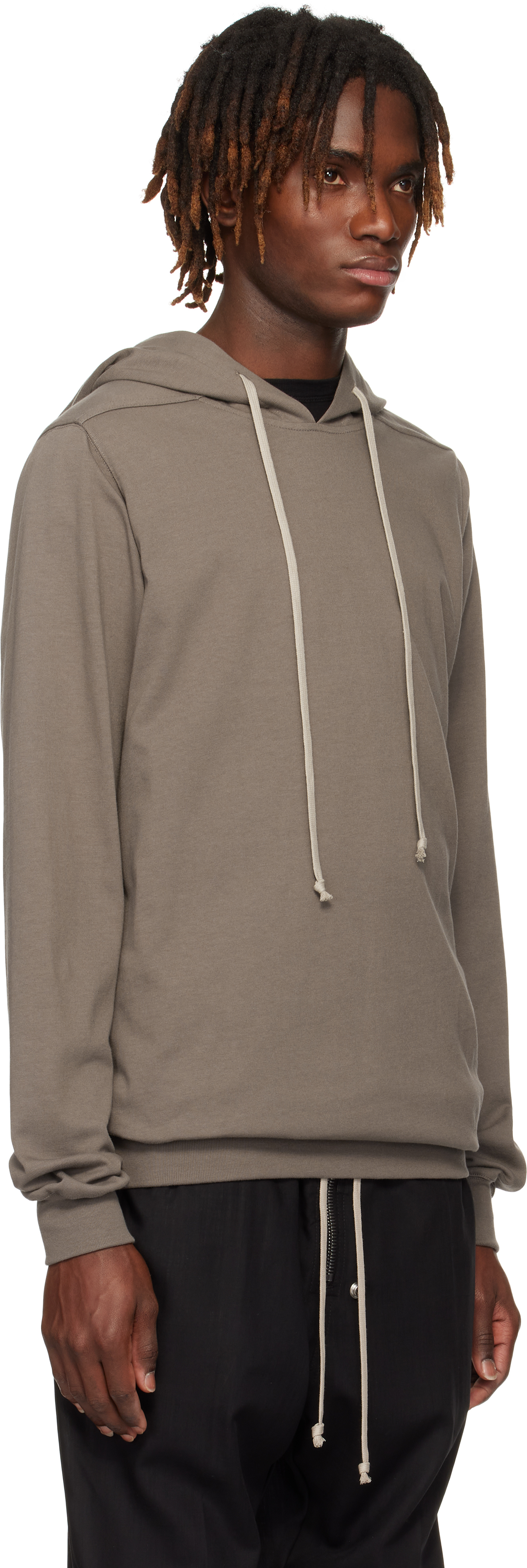 Rick Owens Gray Hollywood Heavy Jersey Hoodie In 34 Dust