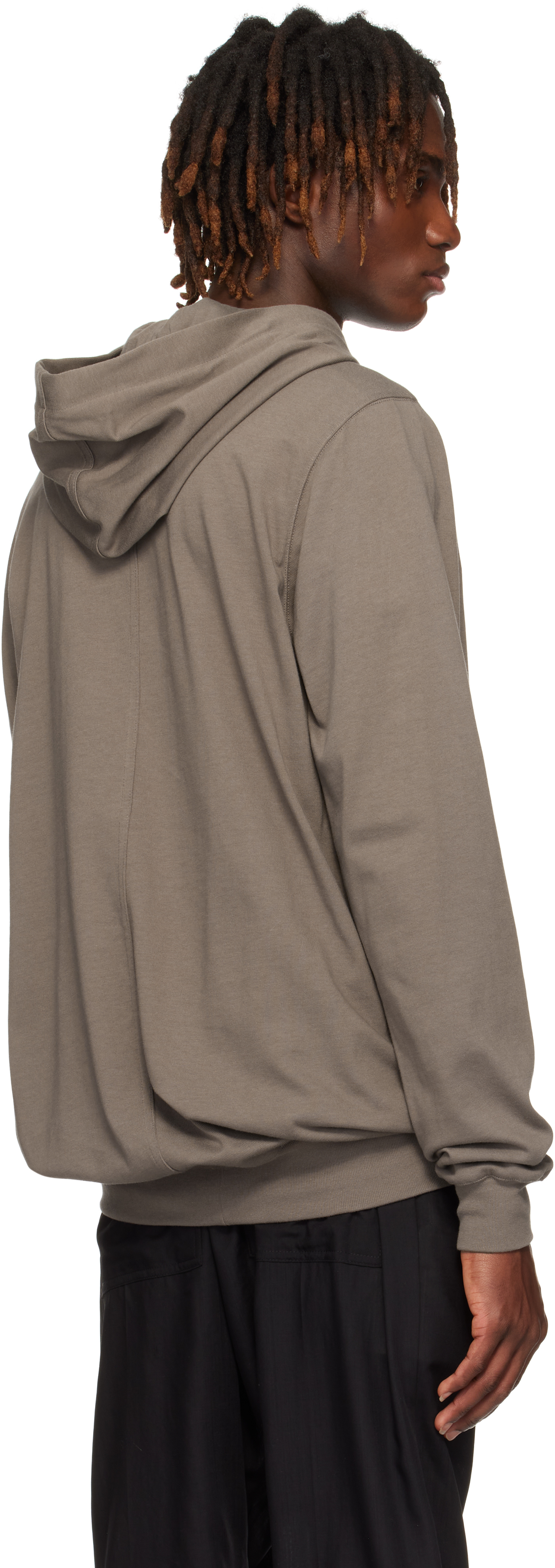 Rick Owens Gray Hollywood Heavy Jersey Hoodie In 34 Dust