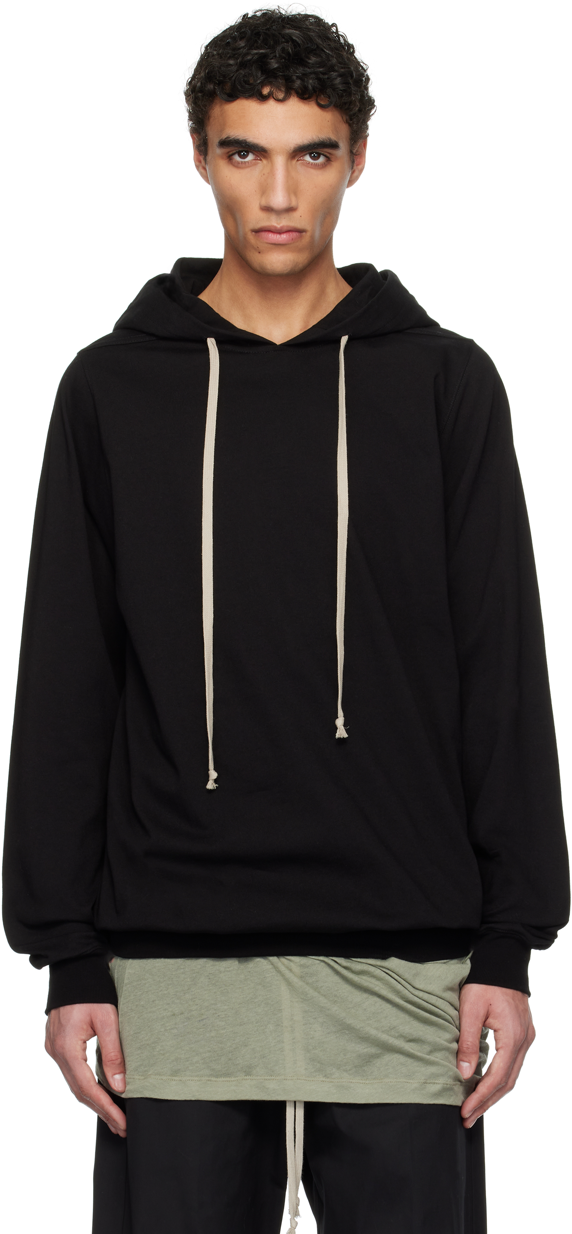 Rick Owens: Black Hollywood Heavy Jersey Hoodie | SSENSE