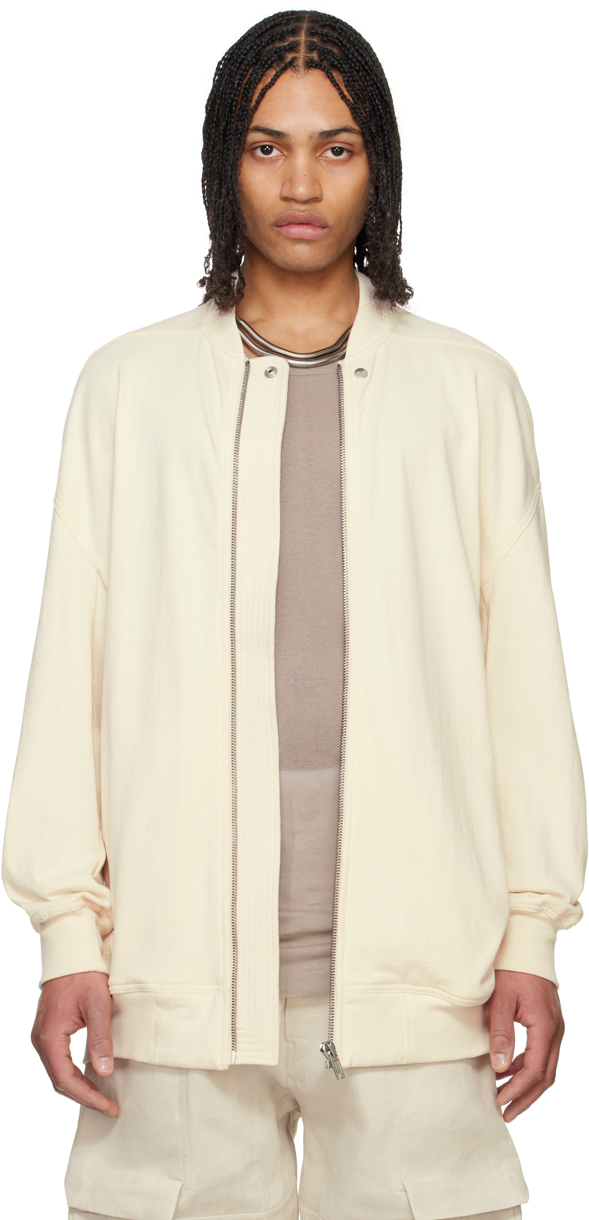Rick Owens Off-white Hollywood Jumbo Flight Bomber Jacket In 21 Natural
