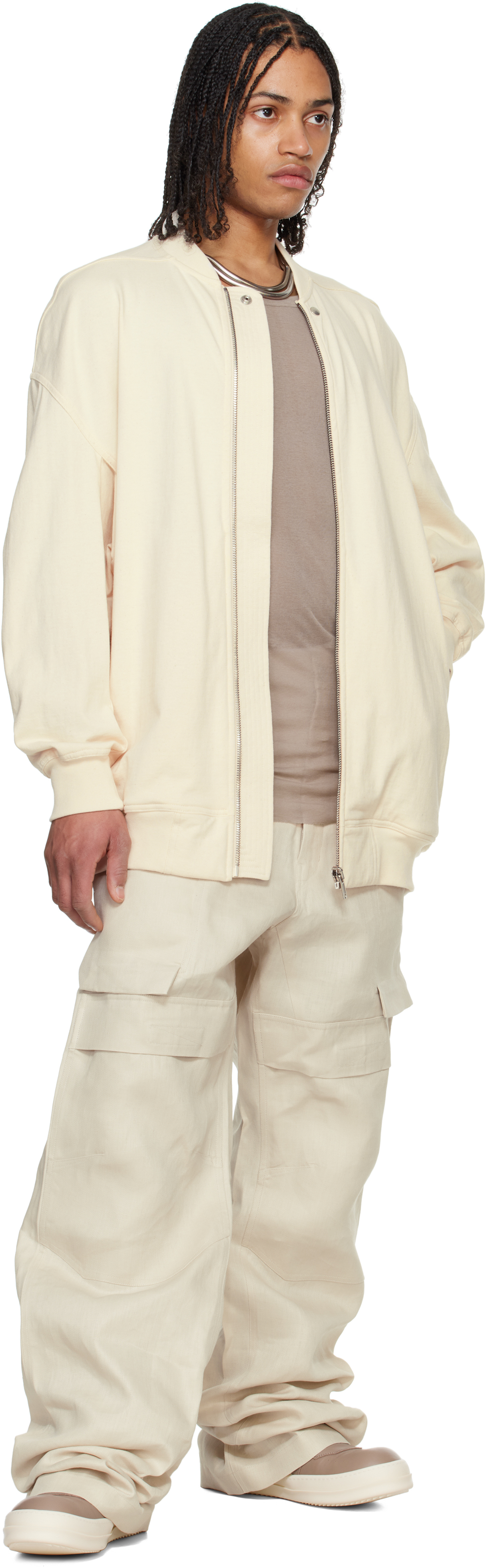 Rick Owens Off-white Hollywood Jumbo Flight Bomber Jacket In 21 Natural