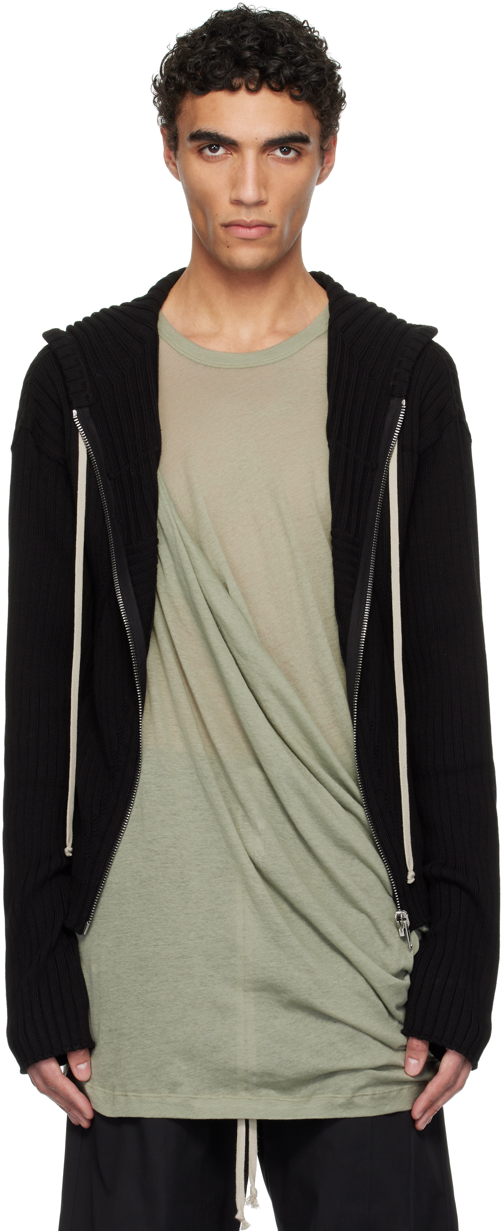 【関税込み】Rick Owens ブラック Hollywood ジップフーディ Rick Owens ジップアップ パーカー | ブラック | FARFETCH JP
