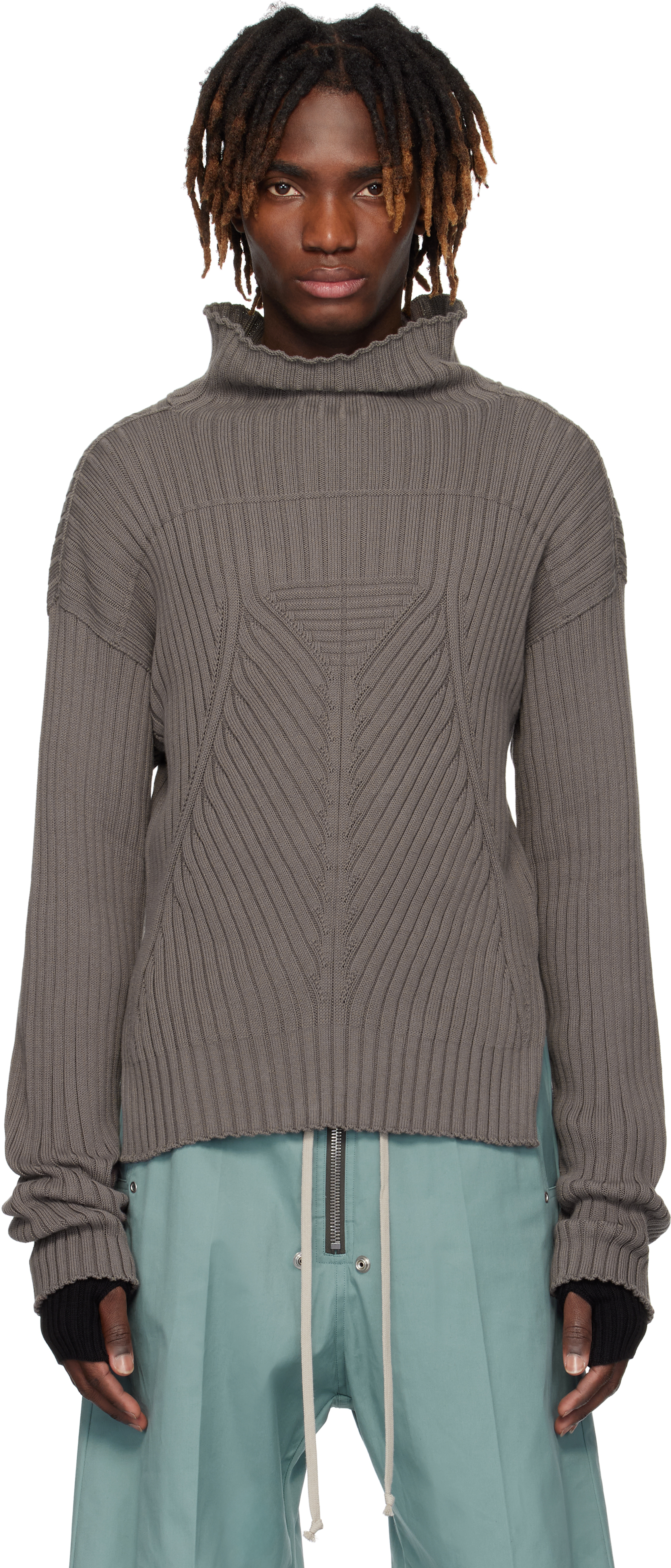 Rick Owens Gray Hollywood Tabard Sweater In 34 Dust
