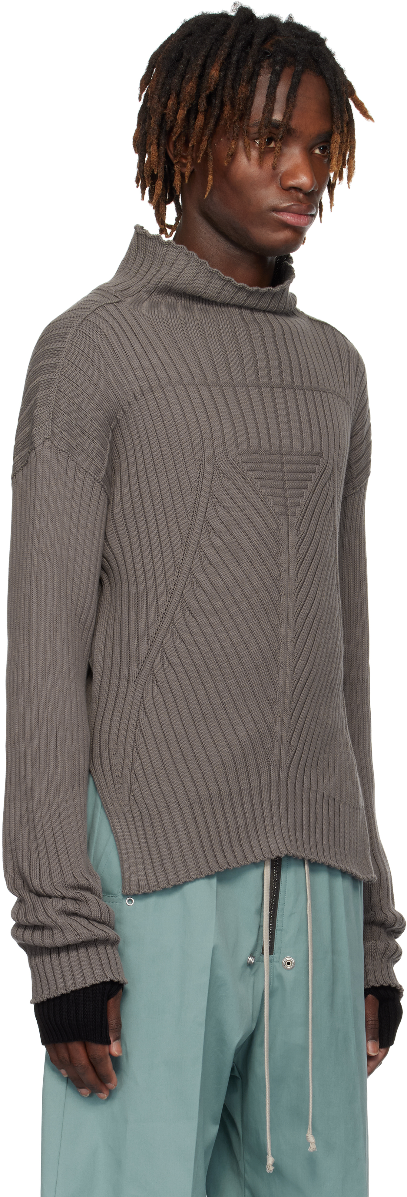 Rick Owens Gray Hollywood Tabard Sweater In 34 Dust