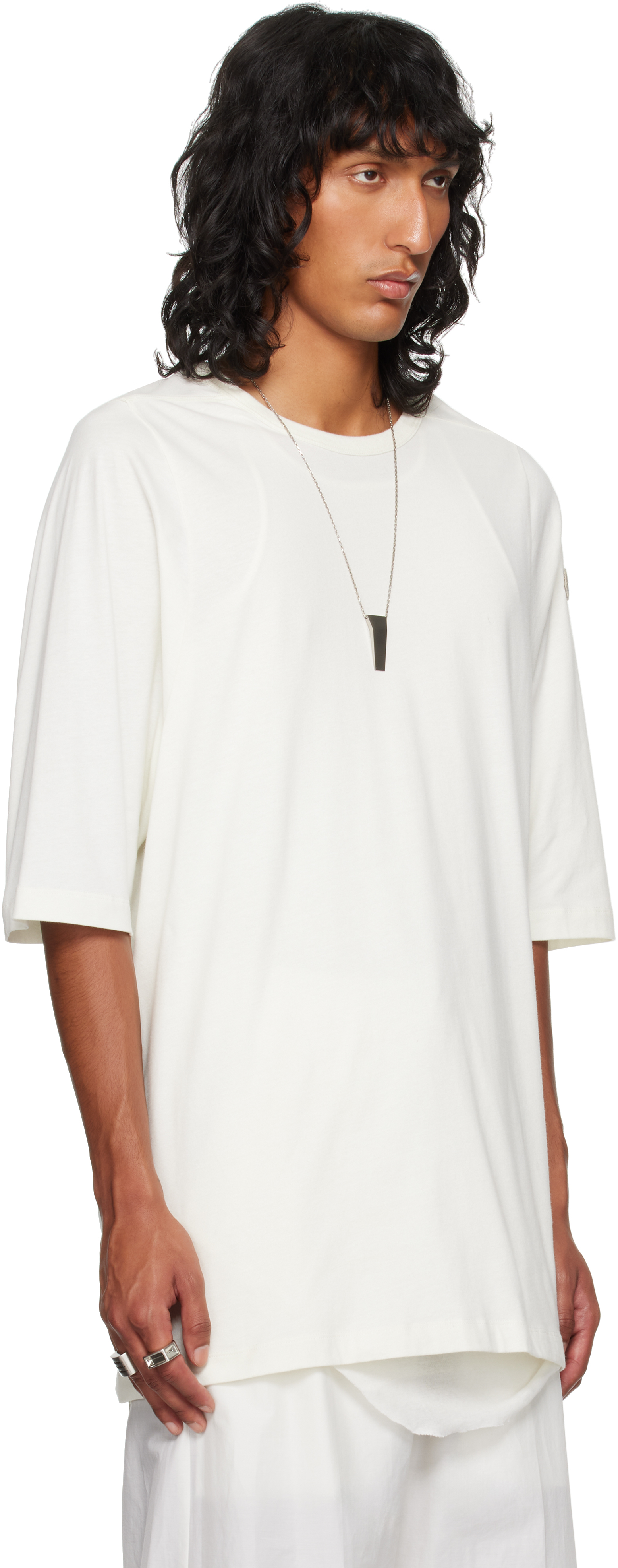 Rick Owens Moncler + Off-white Organic Cotton T-shirt In 41 Milk