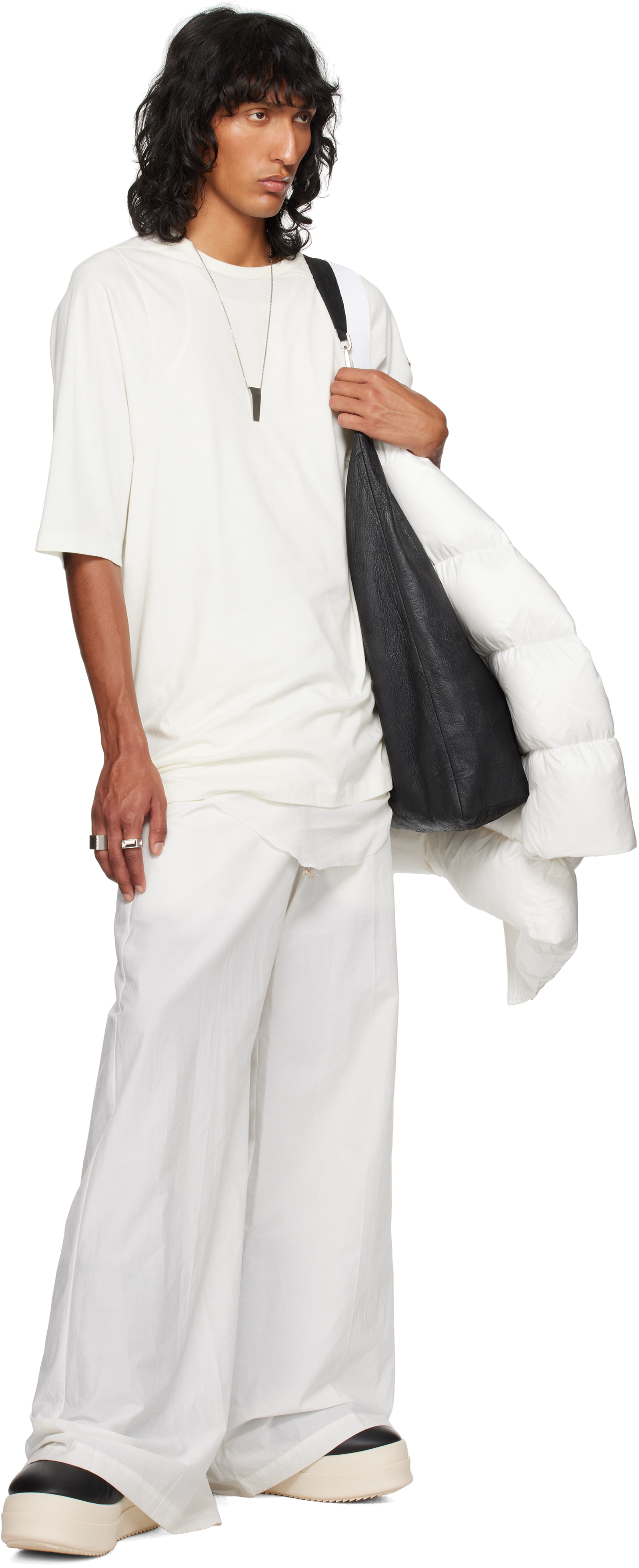 Rick Owens Moncler + Off-white Organic Cotton T-shirt In 41 Milk