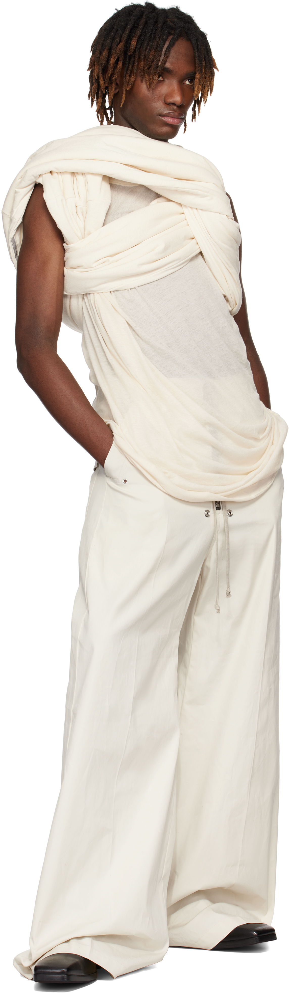 Rick Owens Off-white Hollywood Triple Donut T-shirt In 21 Natural