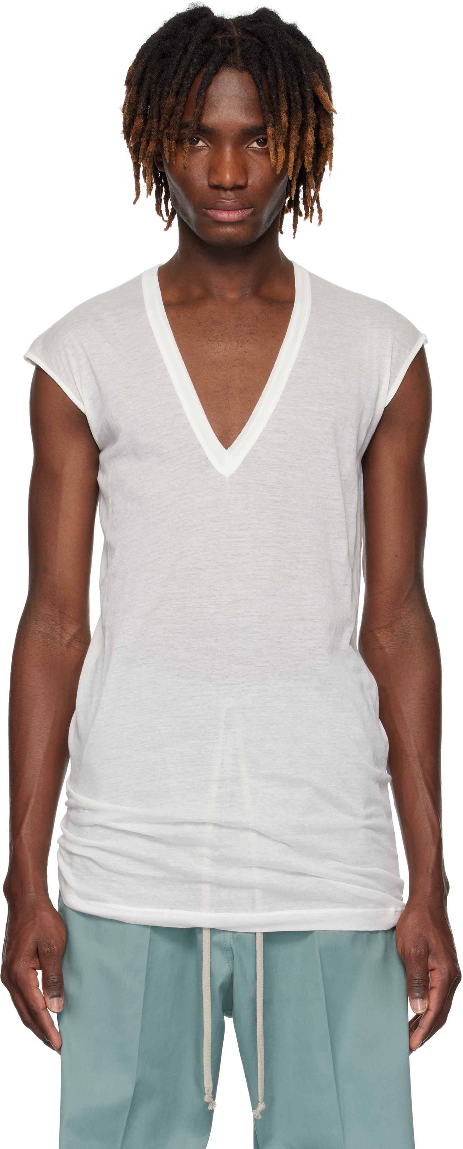 【関税込み】Rick Owens オフホワイト Hollywood  Tシャツ Rick Owens DRKSHDWのオフホワイト Hollywood Tarp Tシャツが