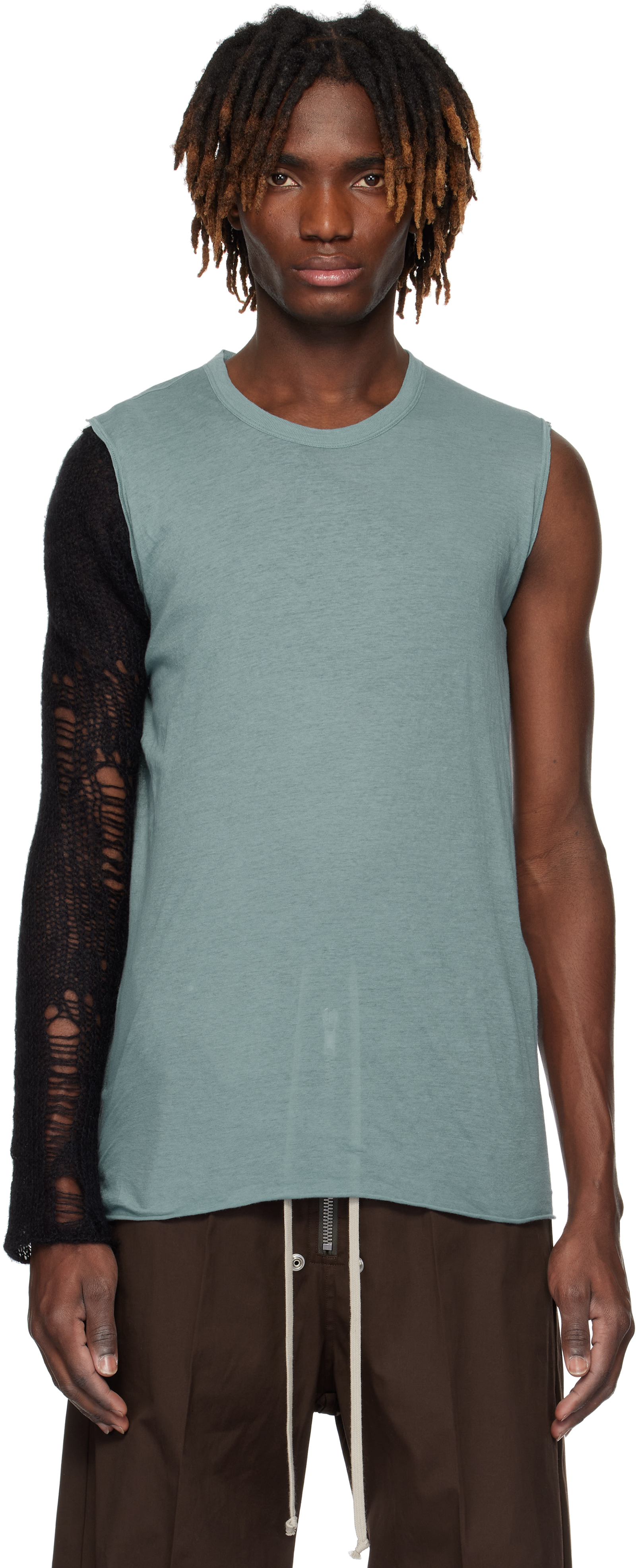 Rick Owens Blue Hollywood Basic Sl Tank Top In 66 Mouthwash