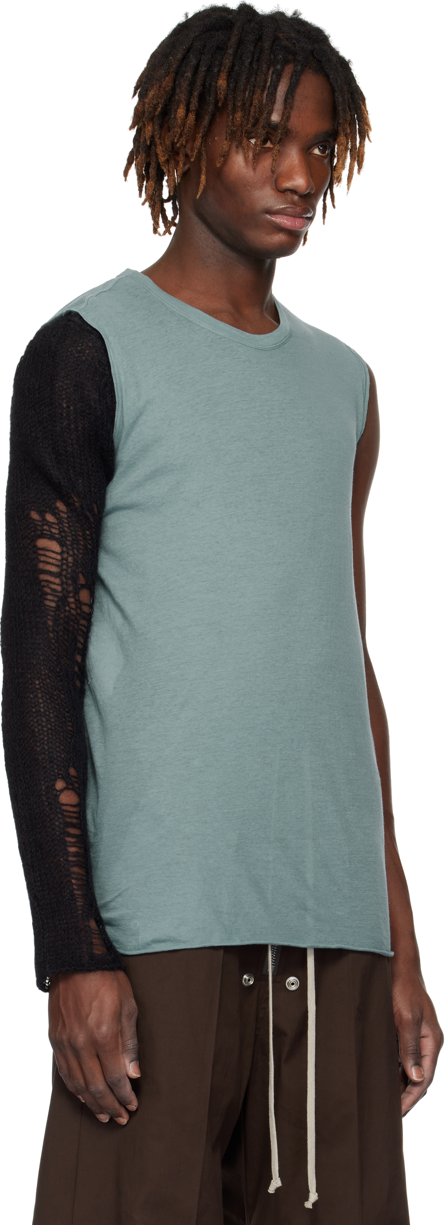 Rick Owens Blue Hollywood Basic Sl Tank Top In 66 Mouthwash