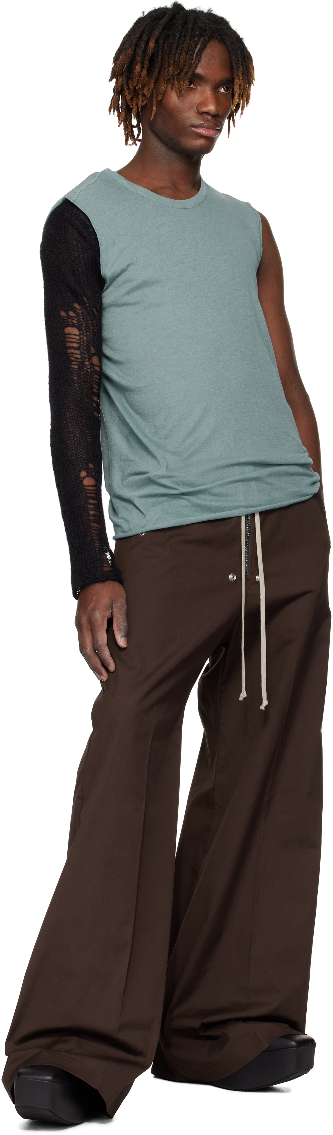 Rick Owens Blue Hollywood Basic Sl Tank Top In 66 Mouthwash