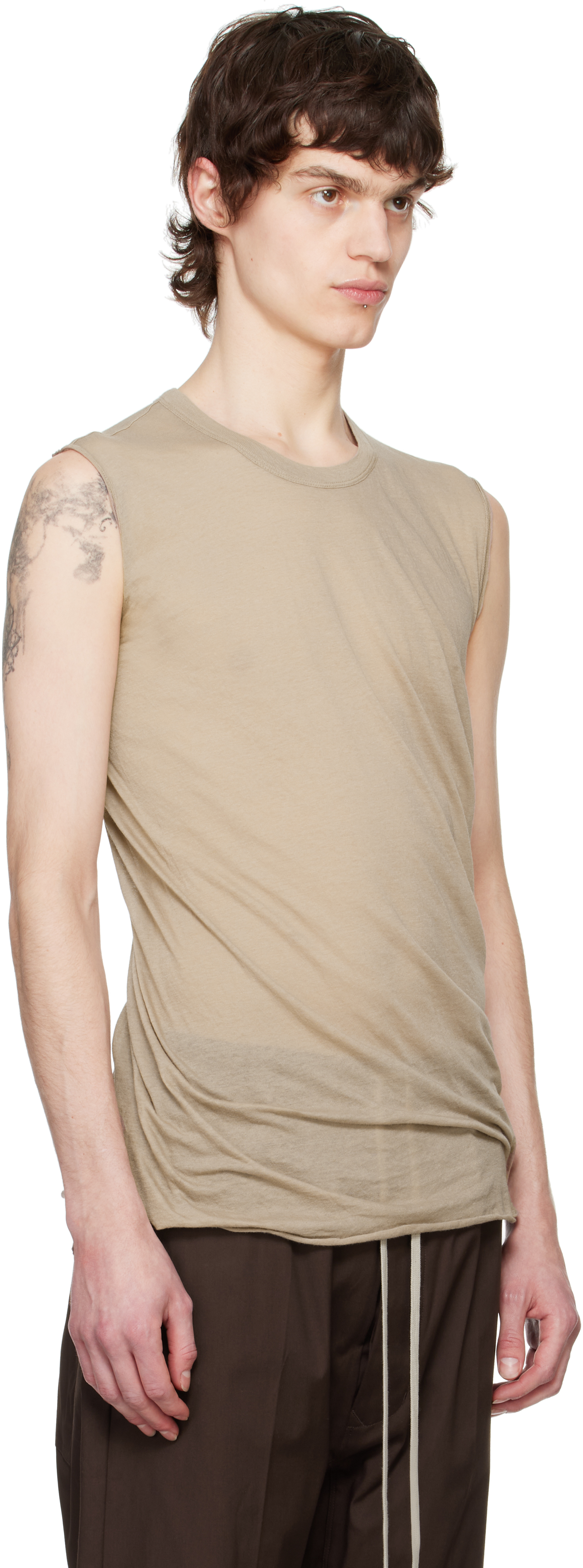 Rick Owens Taupe Hollywood Basic Sl Tank Top In 64 Flesh