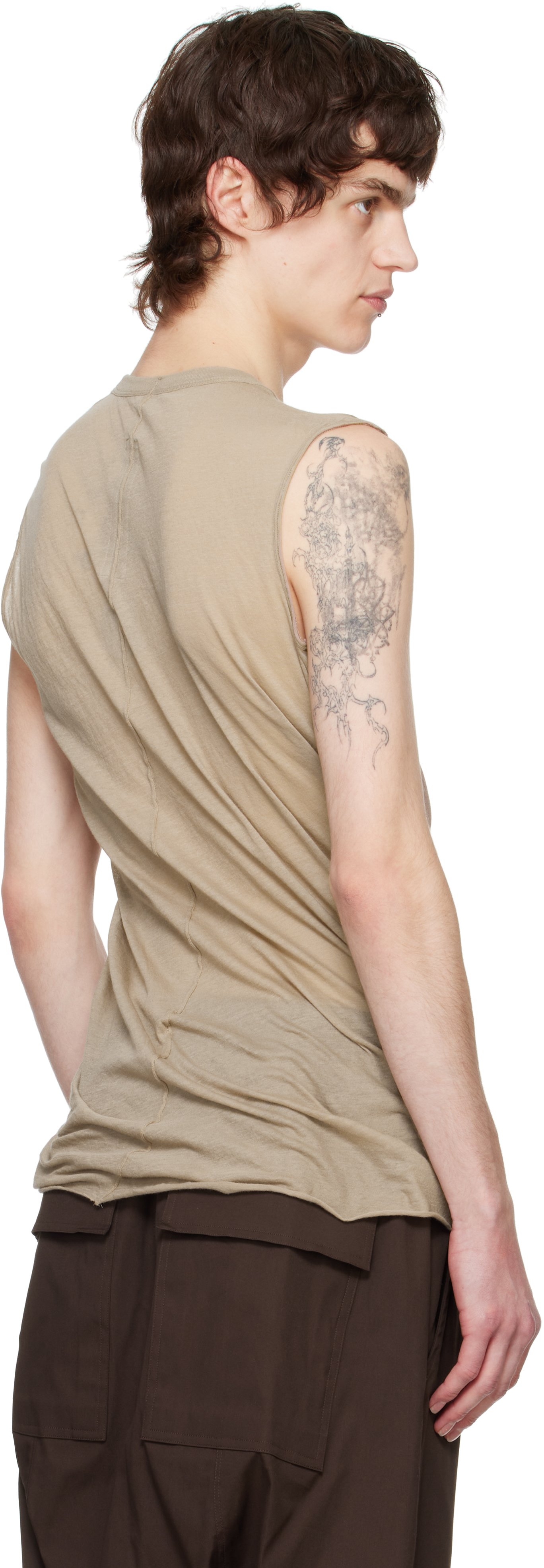 Rick Owens Taupe Hollywood Basic Sl Tank Top In 64 Flesh