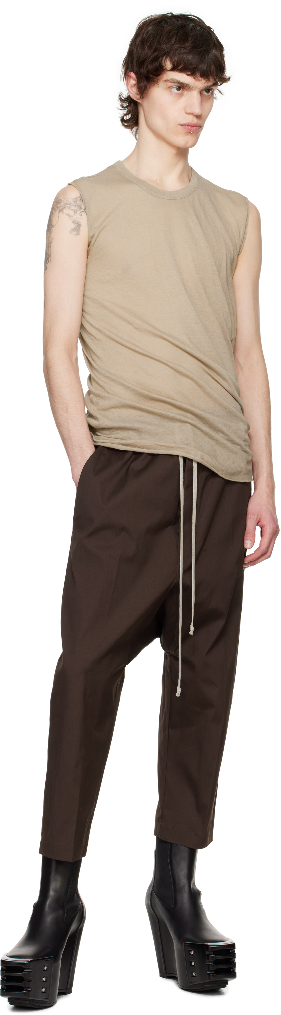 Rick Owens Taupe Hollywood Basic Sl Tank Top In 64 Flesh